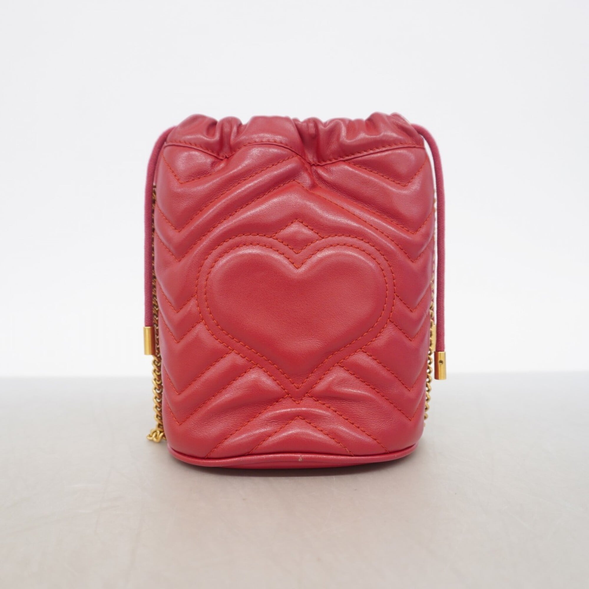 Gucci Red Color Leather Shoulder Bag (Pre-Owned)