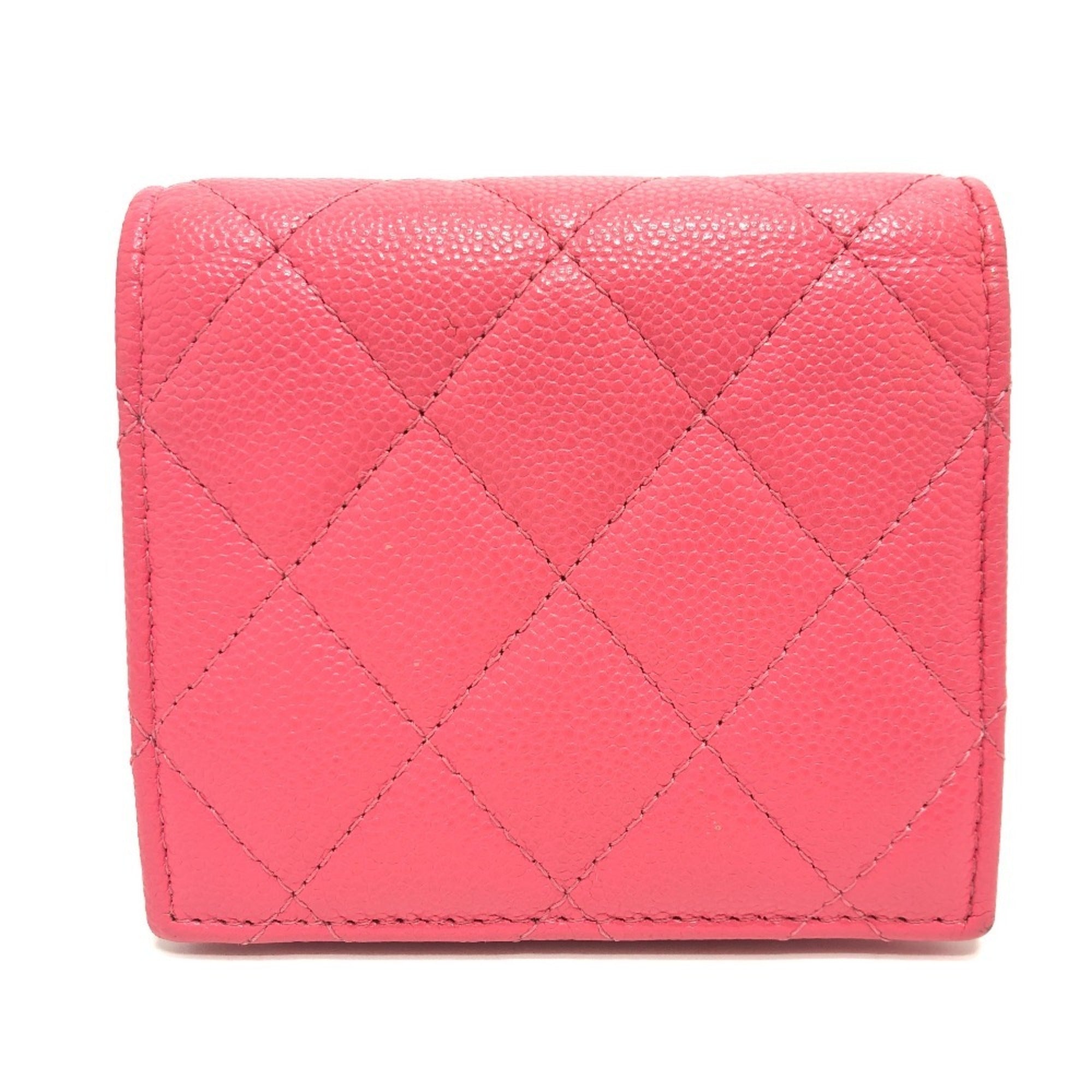 Chanel Pink Grained Calfskin Wallet (Bi-Fold) (Pre-Owned)