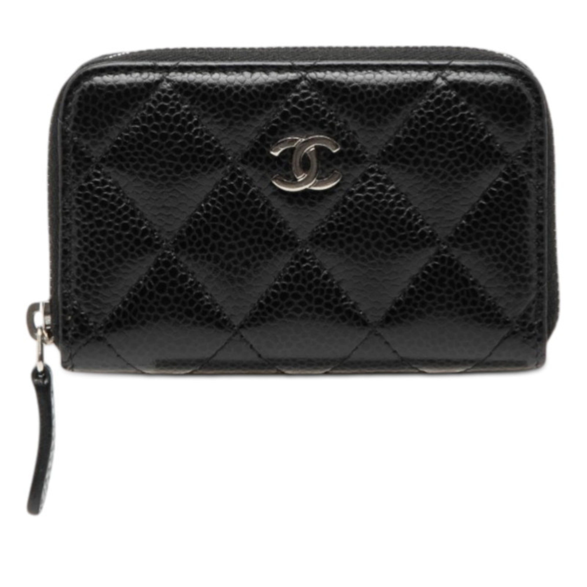 Chanel Matelasse Black Grained Calfskin Coin Purse/Coin Case (Pre-Owned)