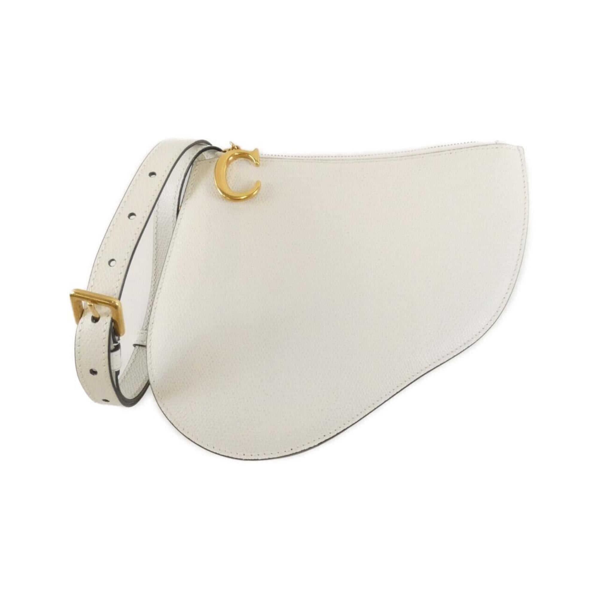 Christian Dior White Leather Saddle Bag Shoulder Bag (Pre-Owned)