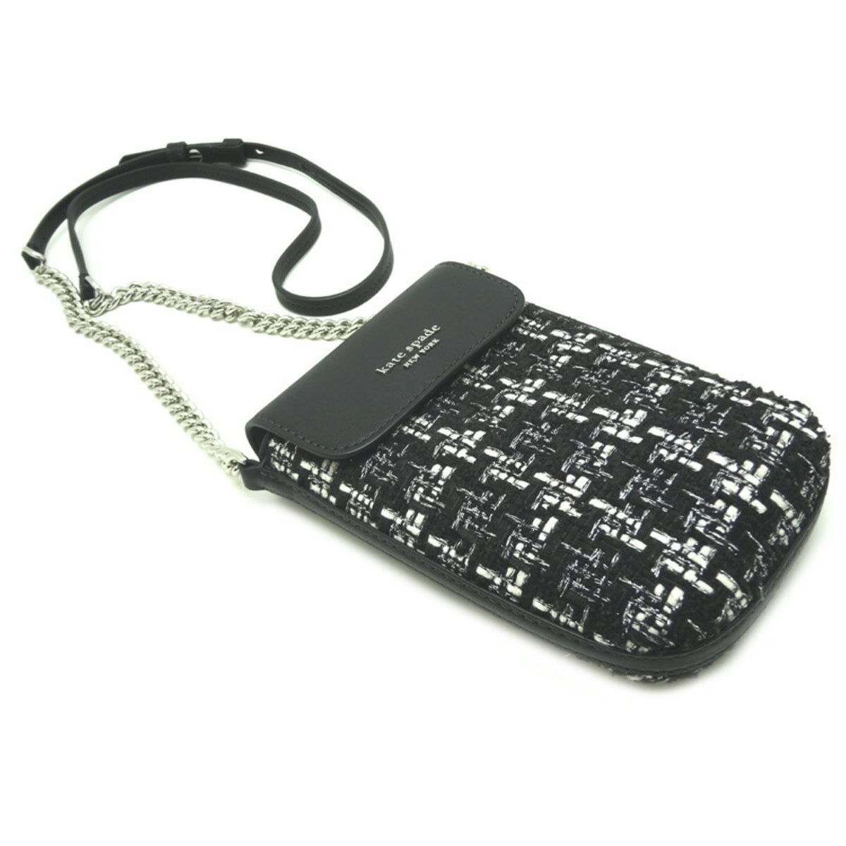 Kate Spade Black White Tweed Leather Shoulder Bag (Pre-Owned)