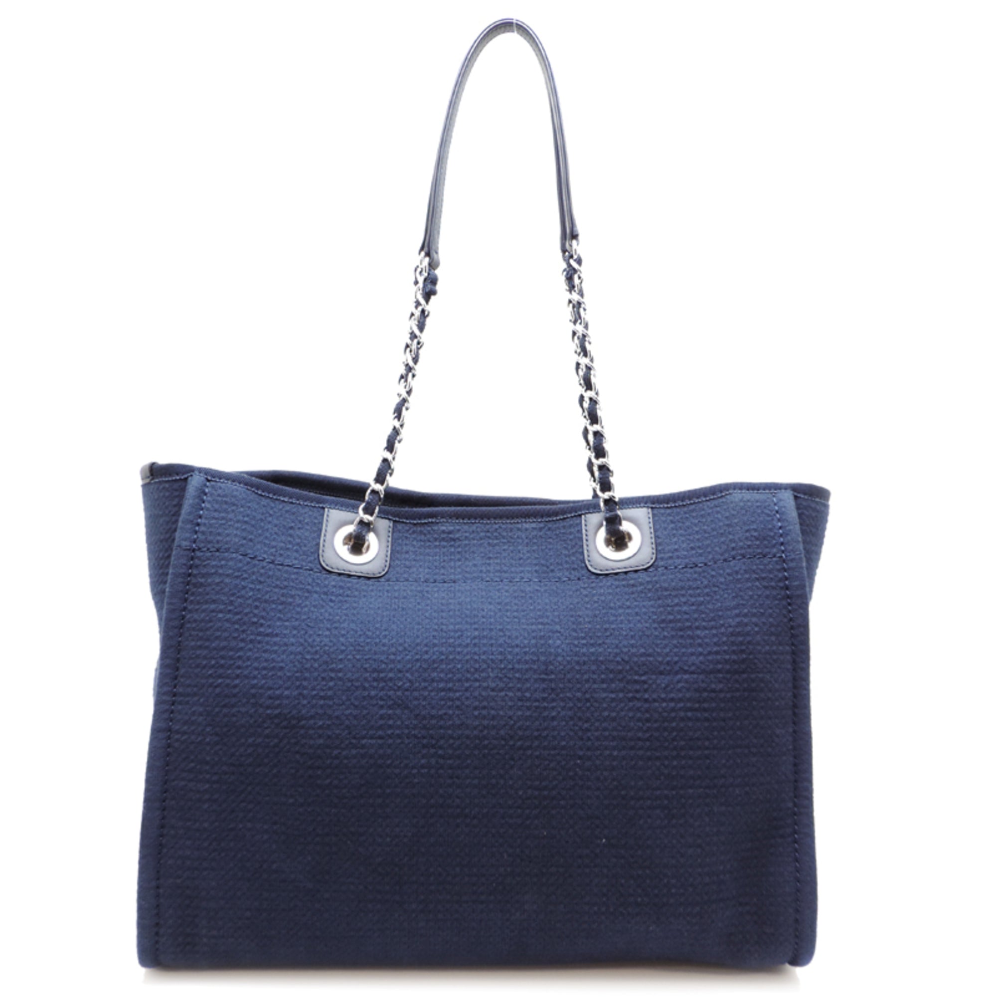 Chanel Navy Canvas Leather Pouch Shoulder Bag (Pre-Owned)