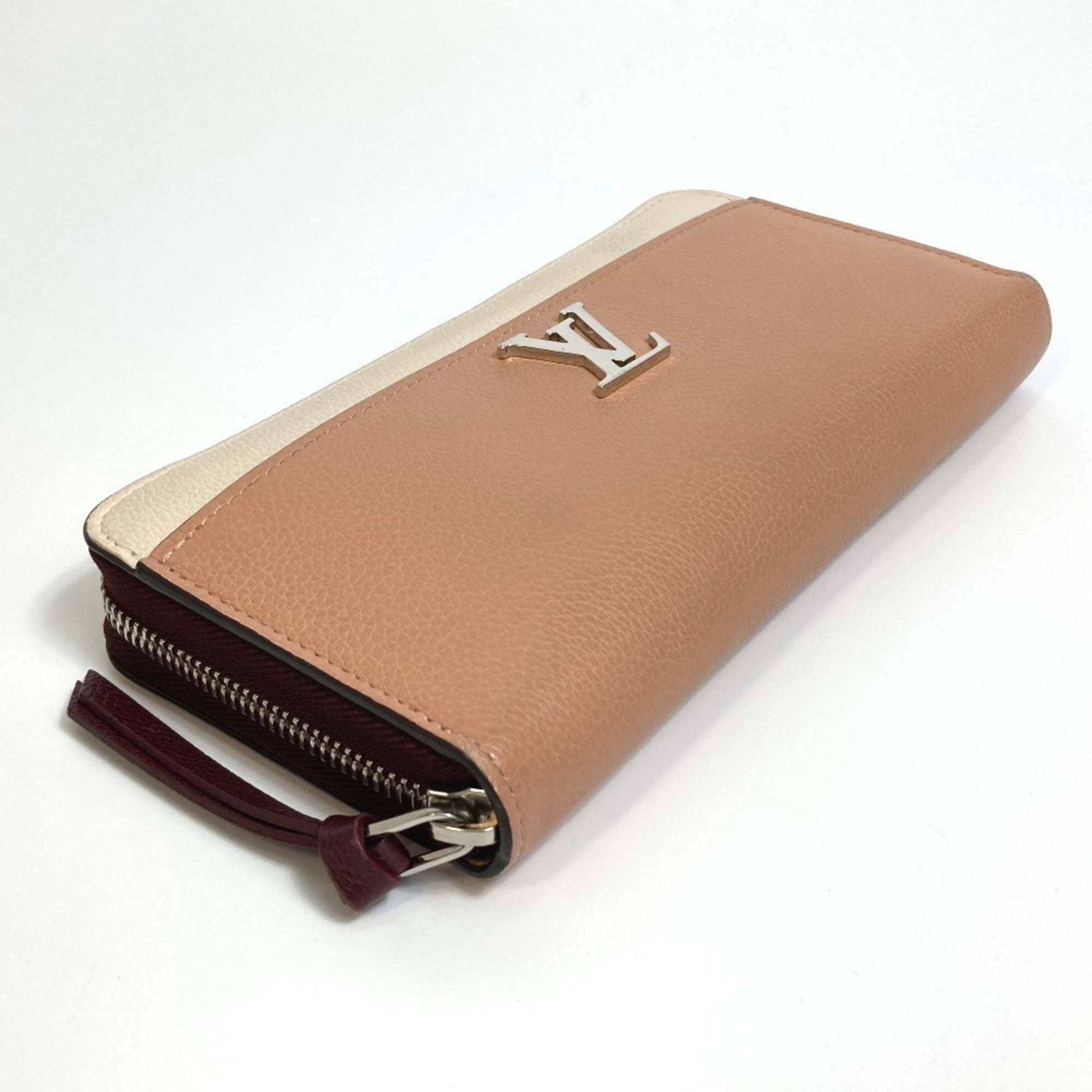 Louis Vuitton Beige Orange Leather Long Wallet (Bi-Fold) (Pre-Owned)