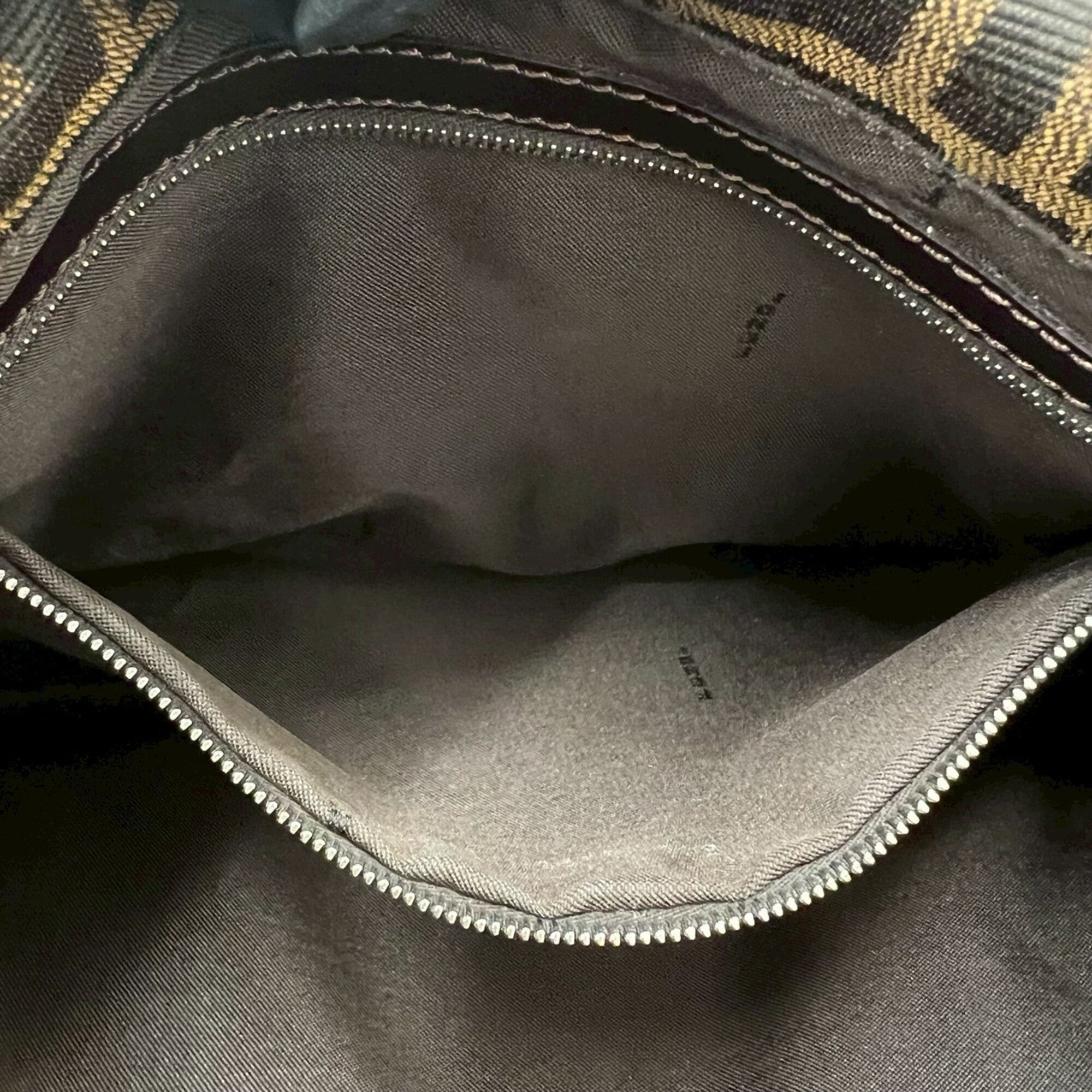 Fendi Black Brown Canvas Leather Shoulder Bag Tote Bag (Pre-Owned)