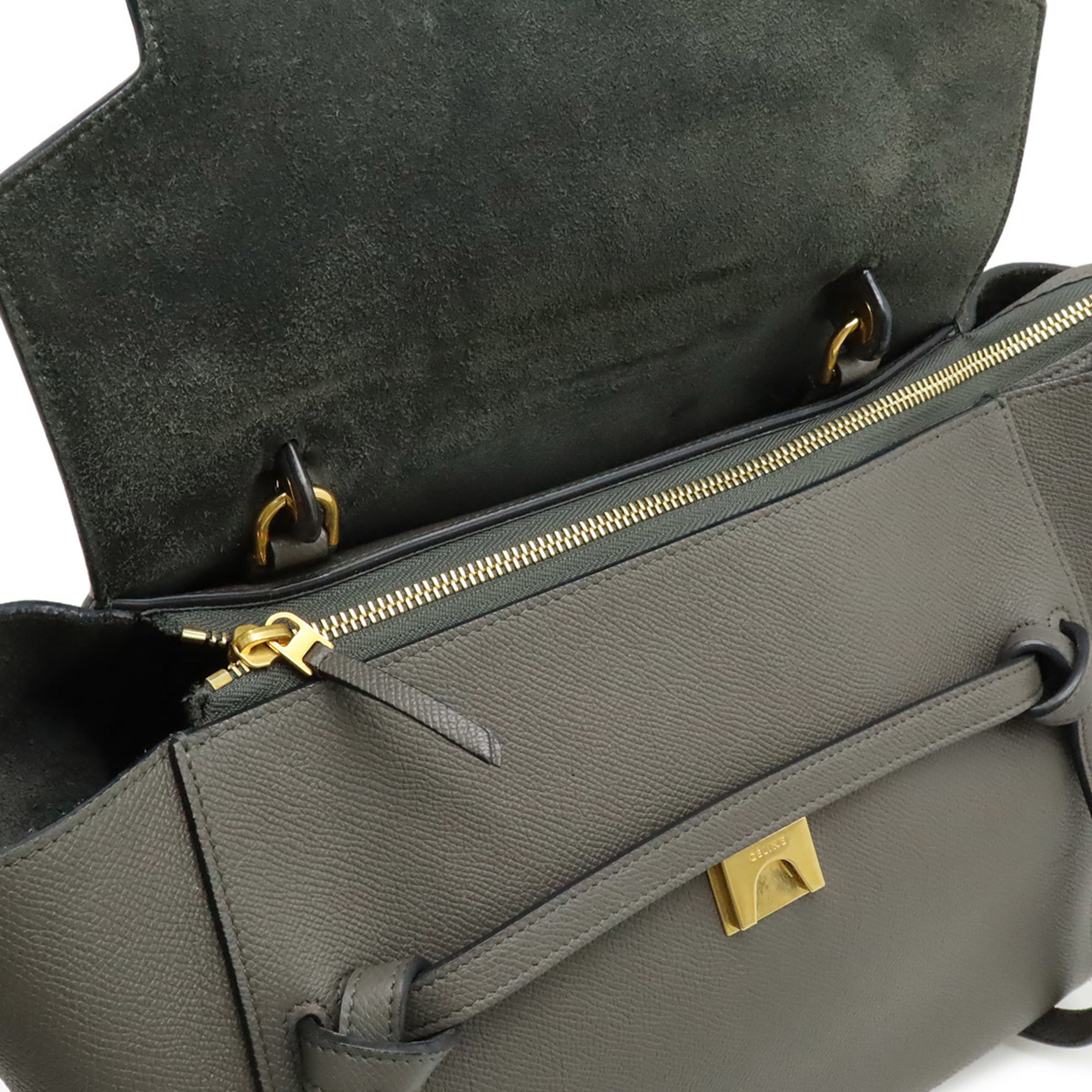 Celine Gray Leather Handbag Shoulder Bag (Pre-Owned)