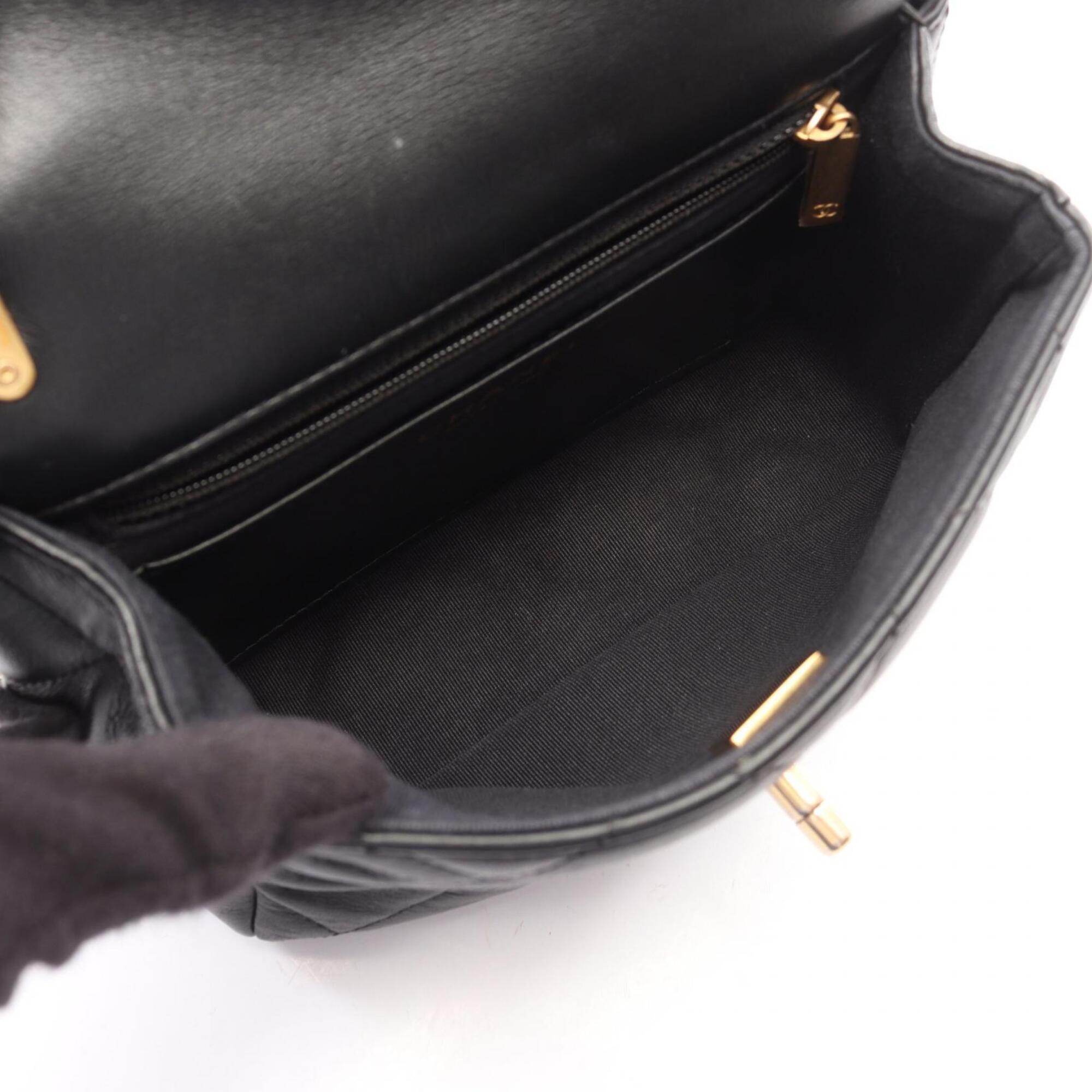 Chanel Black Leather Handbag Shoulder Bag (Pre-Owned)