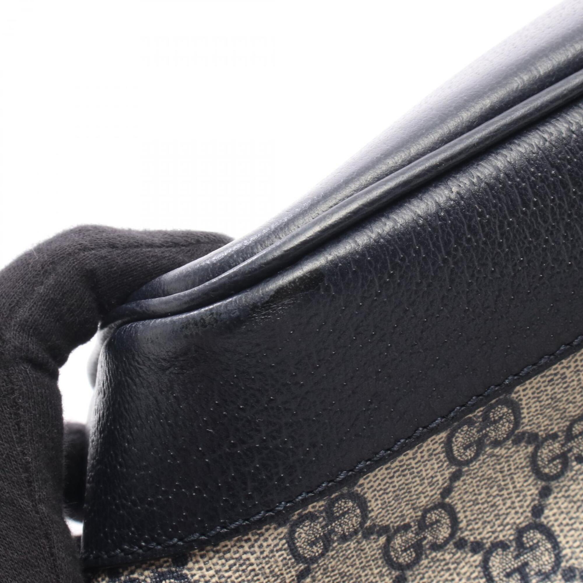 Gucci Navy Pvc Coated Canvas Leather Tote Bag (Pre-Owned)