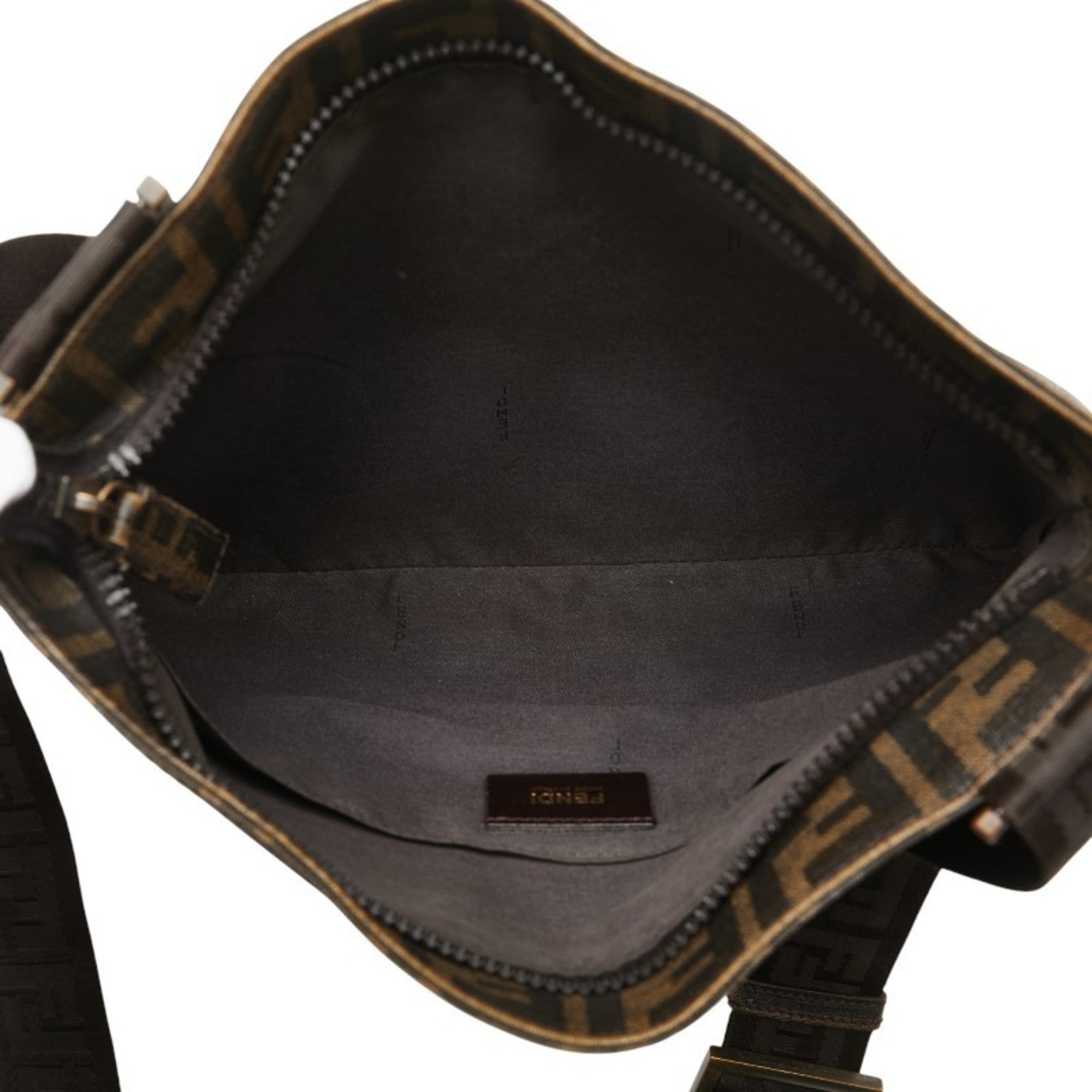 Fendi Zucca Khaki Brown Pvc Leather Shoulder Bag (Pre-Owned)