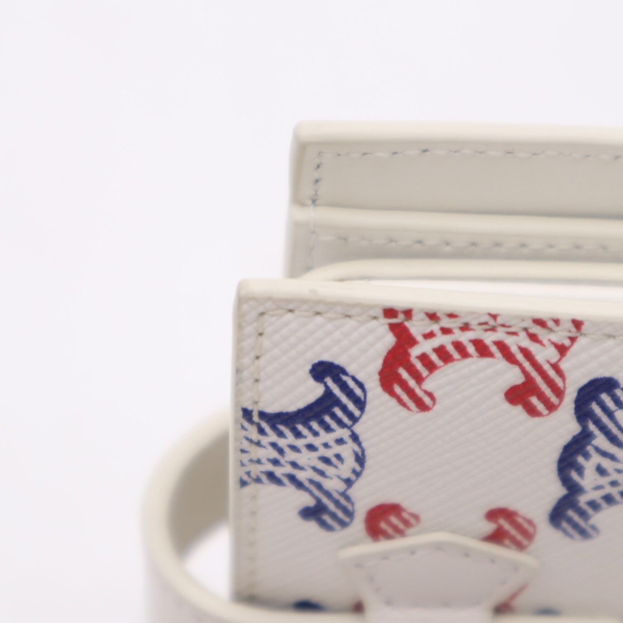 Celine Blue Red Color White Coated Canvas Leather Wallet (Bi-Fold) (Pre-Owned)