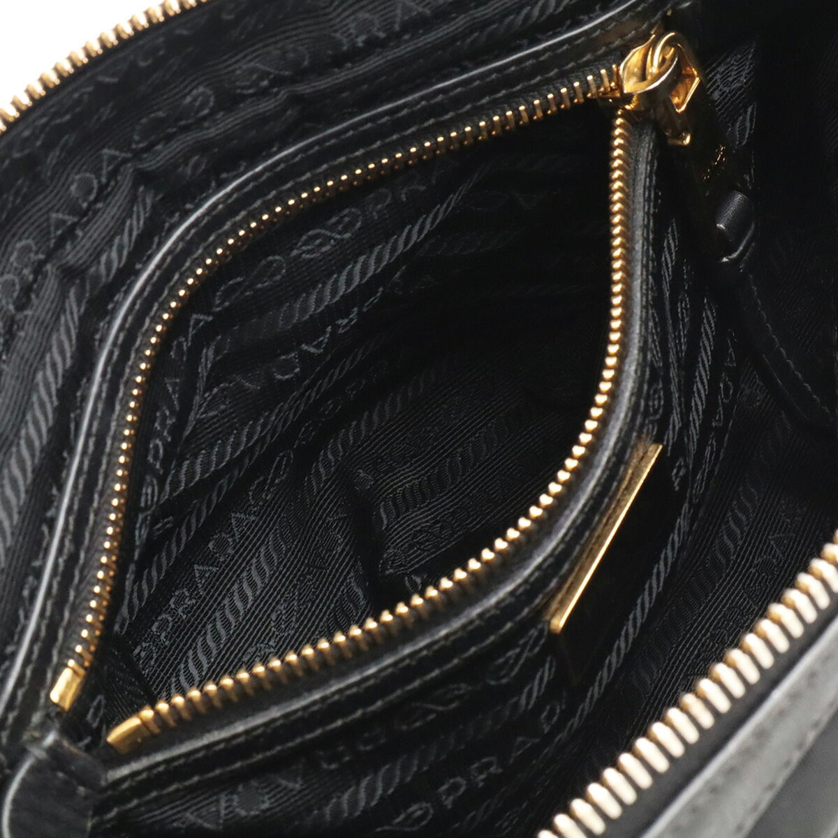 Prada Black Nero Nylon Leather Pochette Shoulder Bag (Pre-Owned)