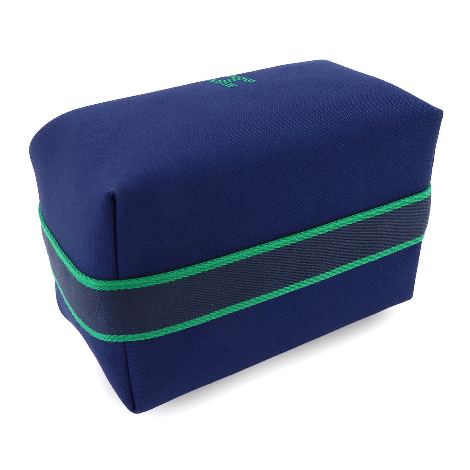 Hermes Blue Marine Green Toile H Handbag Pouch (Pre-Owned)