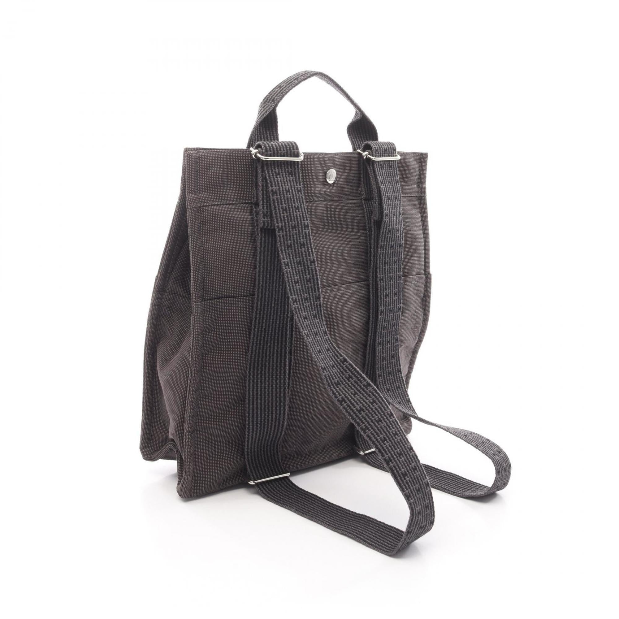 Hermes Gray Nylon Canvas Canvas Backpack Handbag (Pre-Owned)