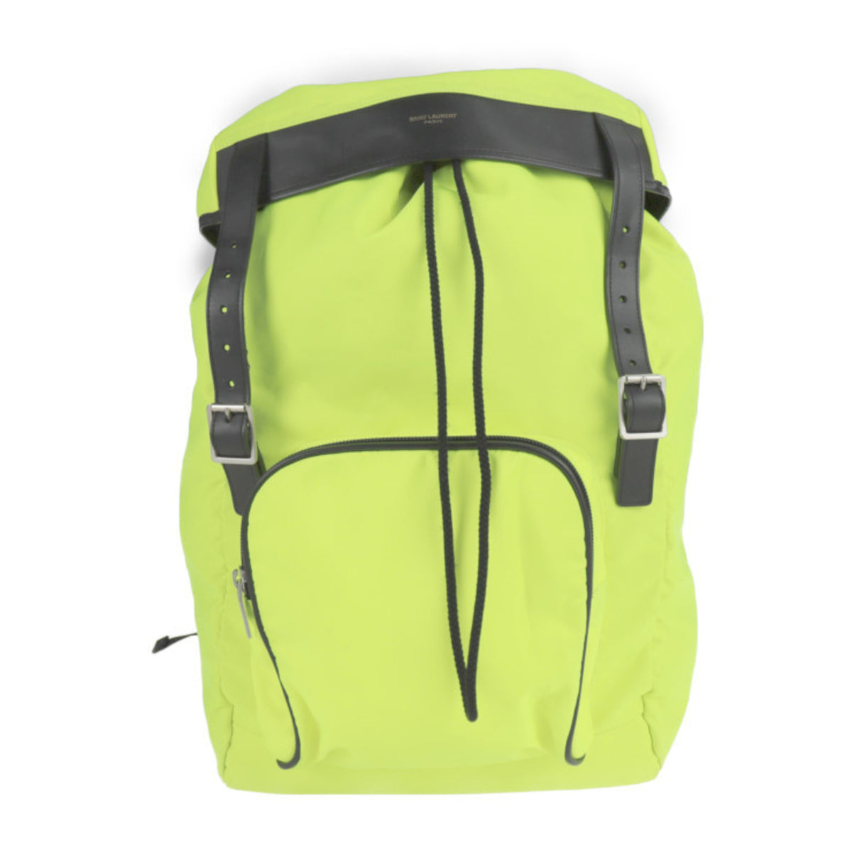 Yves Saint Laurent Black Yellow Nylon Canvas Leather Backpack (Pre-Owned)