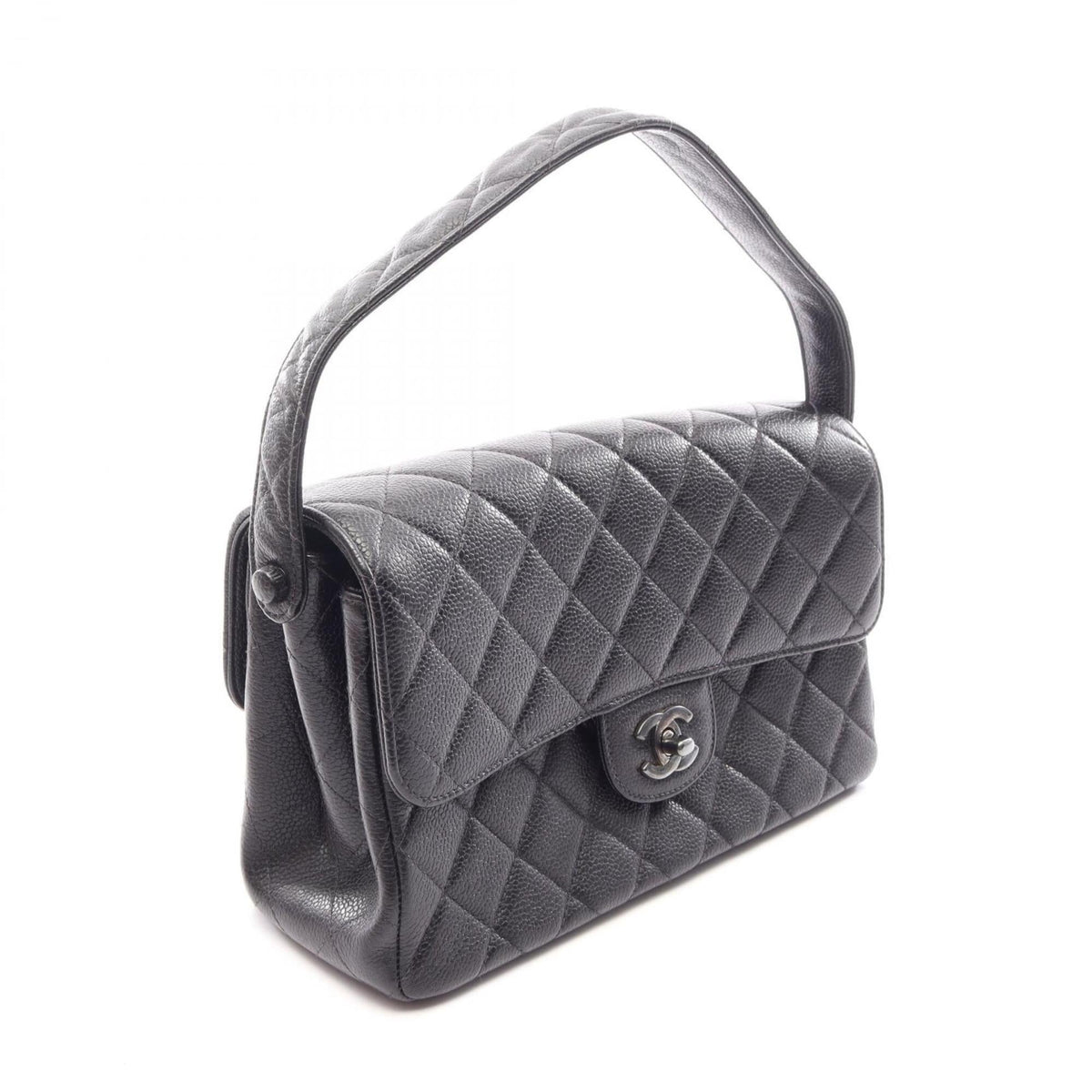 Chanel Matelasse Black Grained Calfskin Handbag (Pre-Owned)