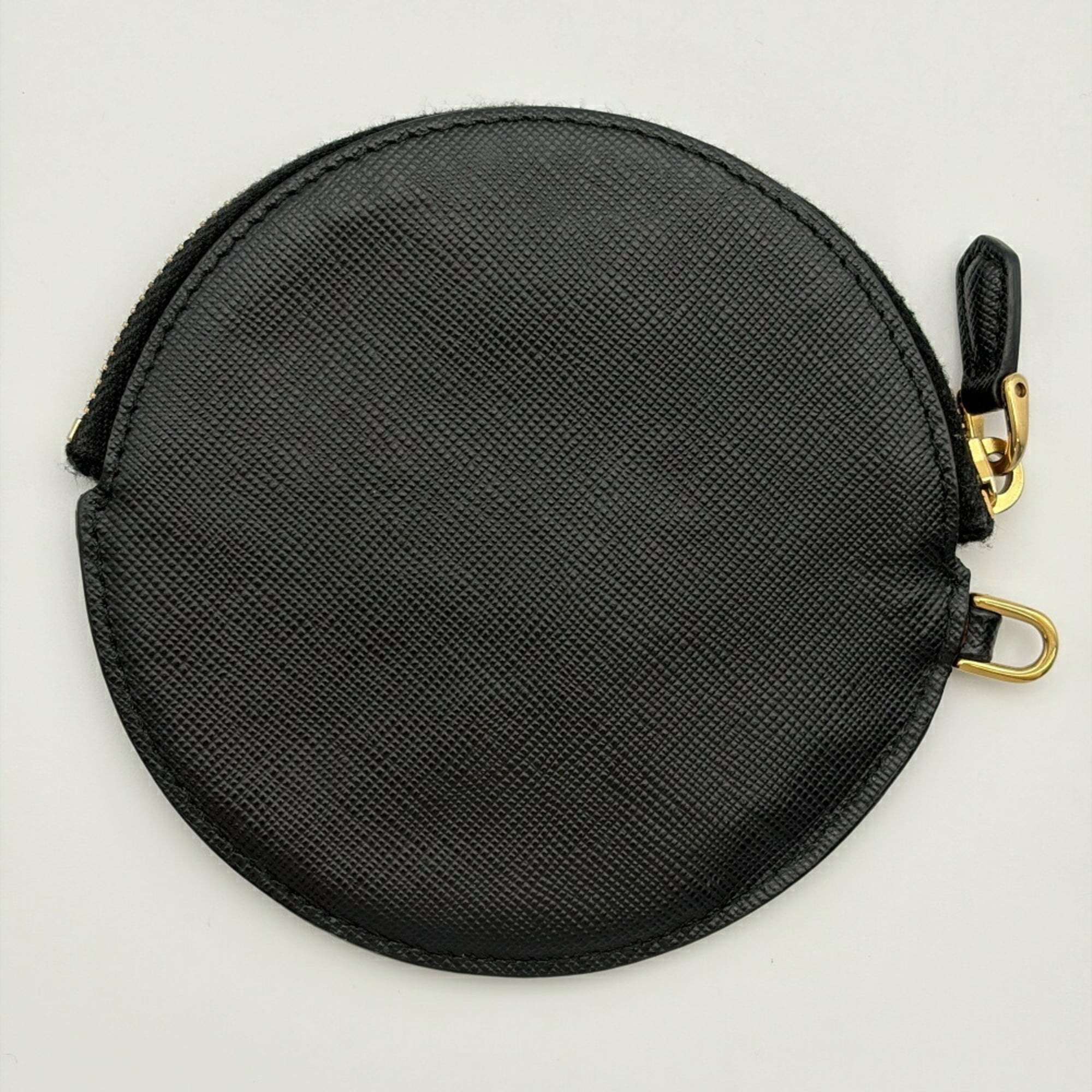 Prada Saffiano Black Nappa Leather Saffiano Coin Purse/Coin Case (Pre-Owned)
