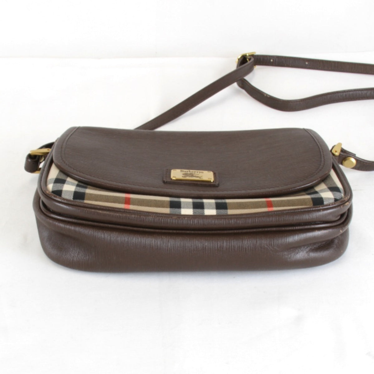 Burberry Brown Leather Canvas Shoulder Bag (Pre-Owned)