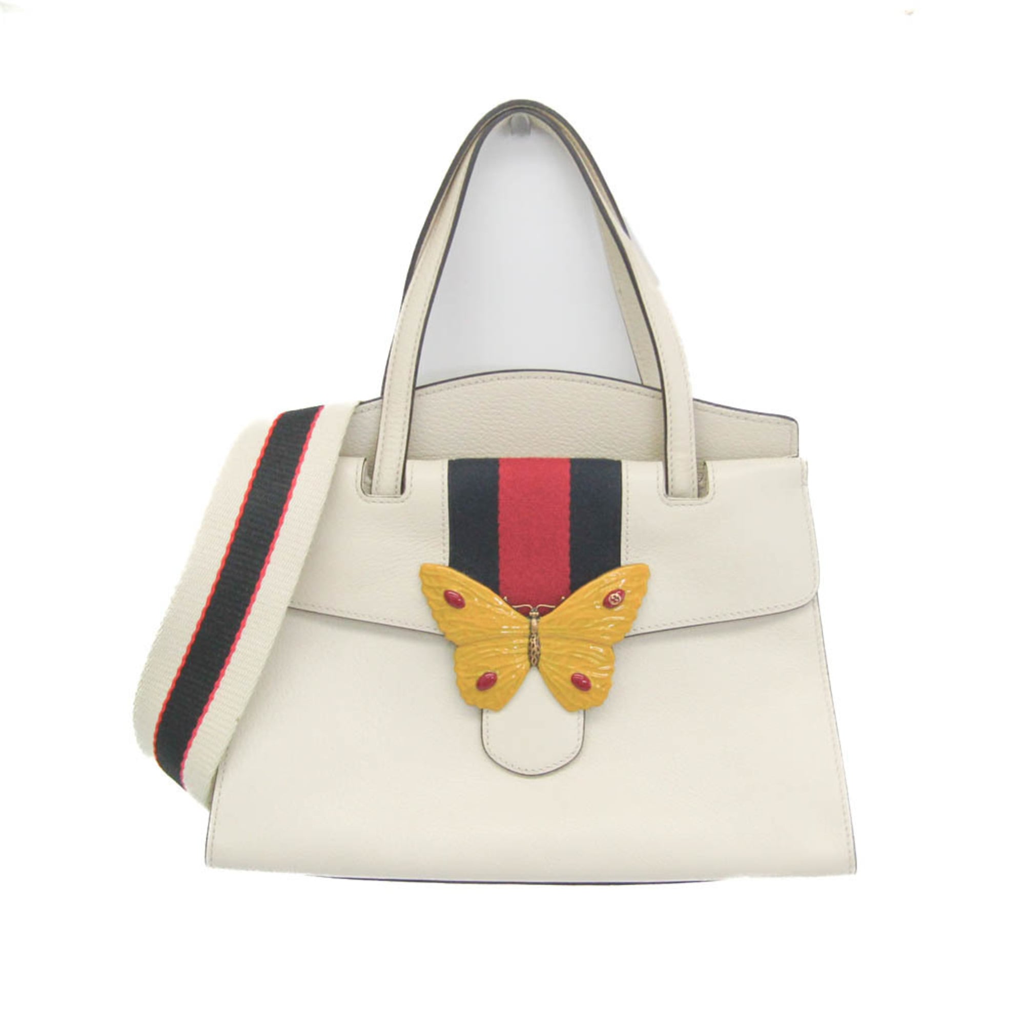 Gucci Totem Top Handle Bag Leather White Leather Handbag (Pre-Owned)
