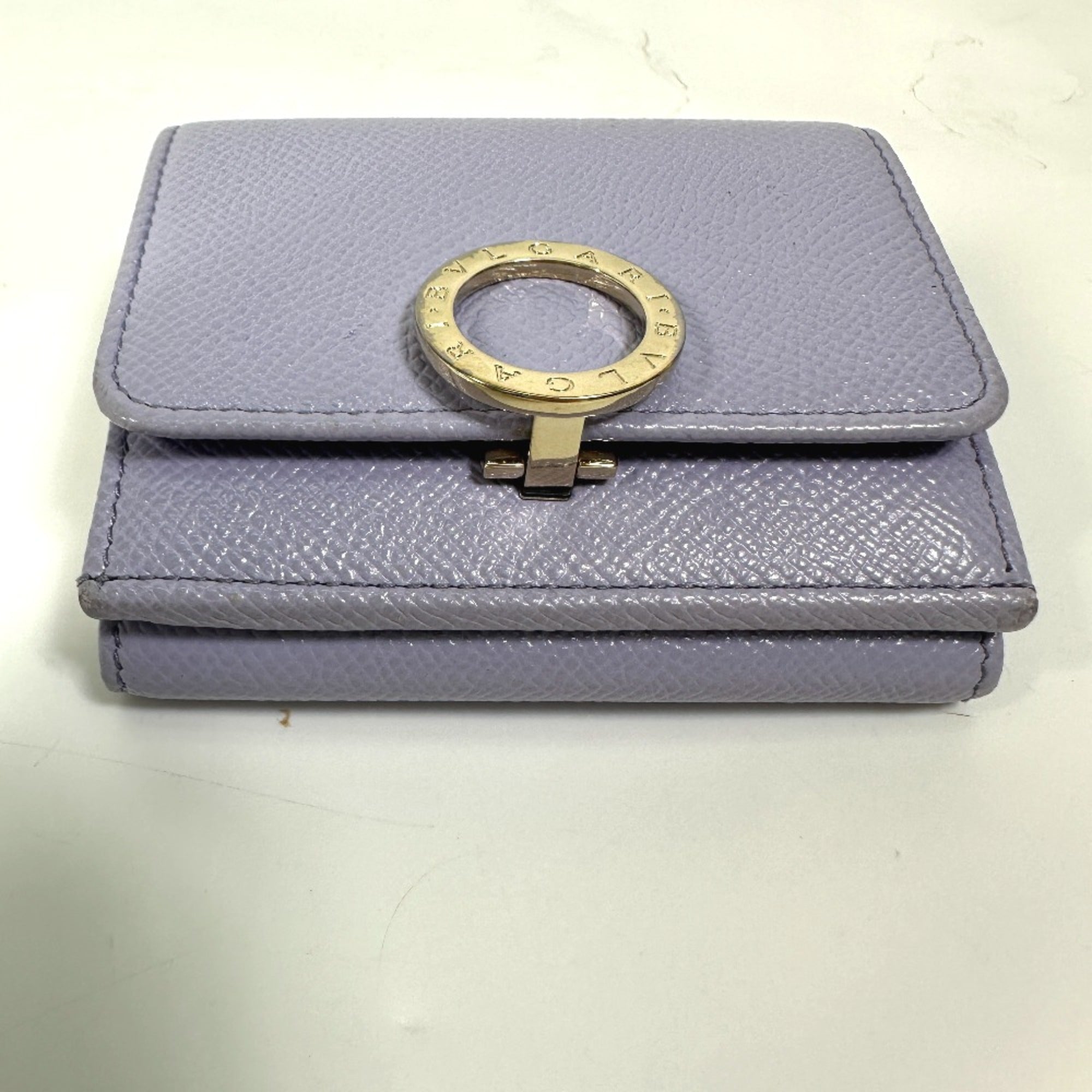 Bvlgari Purple Leather Wallet (Tri-Fold) (Pre-Owned)