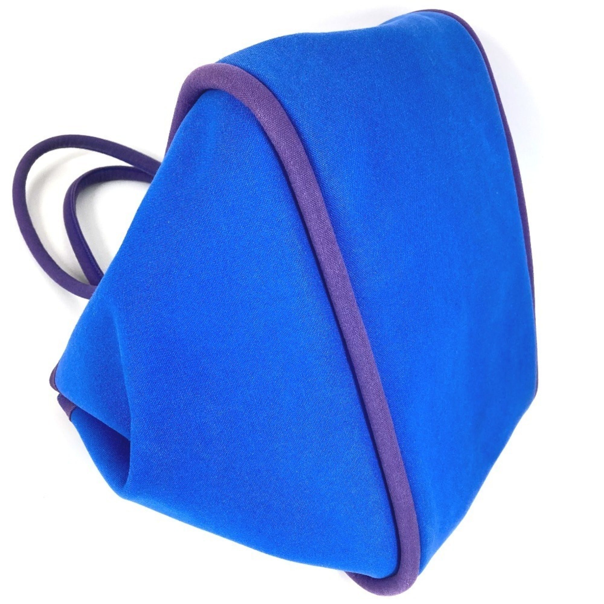Hermes Blue Canvas Handbag Tote Bag (Pre-Owned)