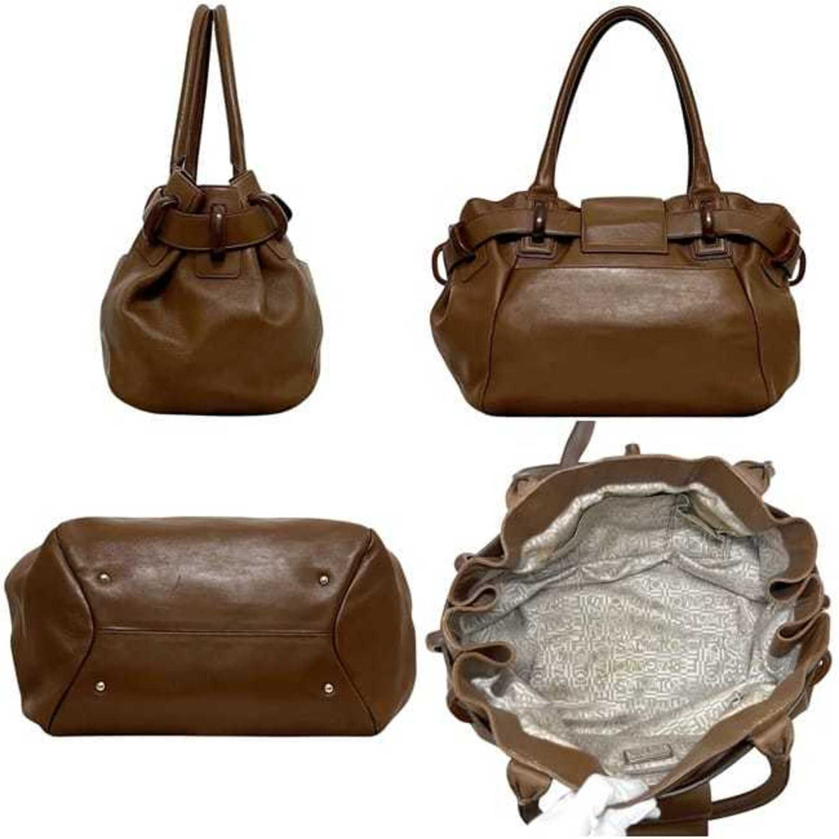Salvatore Ferragamo Brown Leather Tote Bag (Pre-Owned)