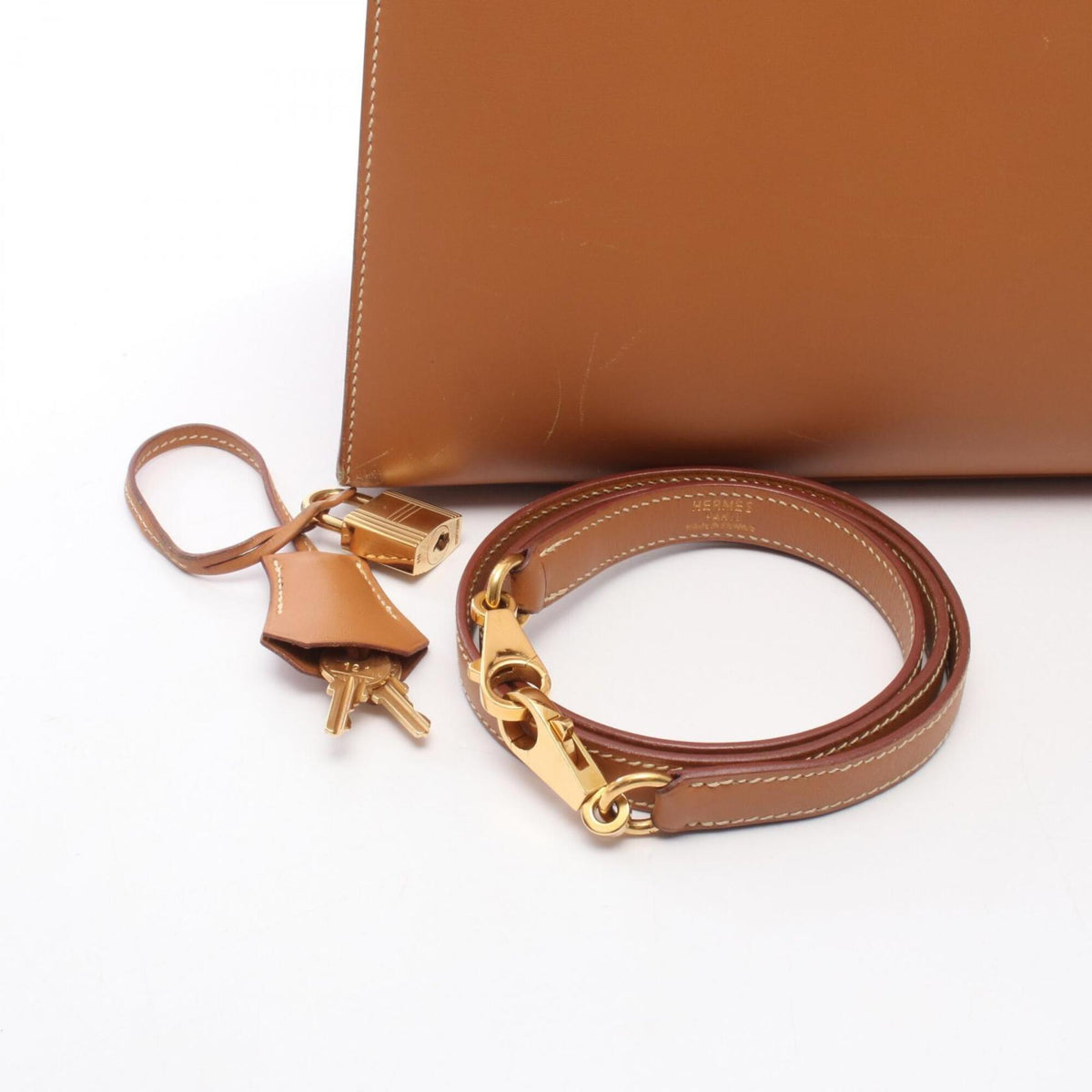 Hermes Brown Natural Chamonix Leather Handbag (Pre-Owned)