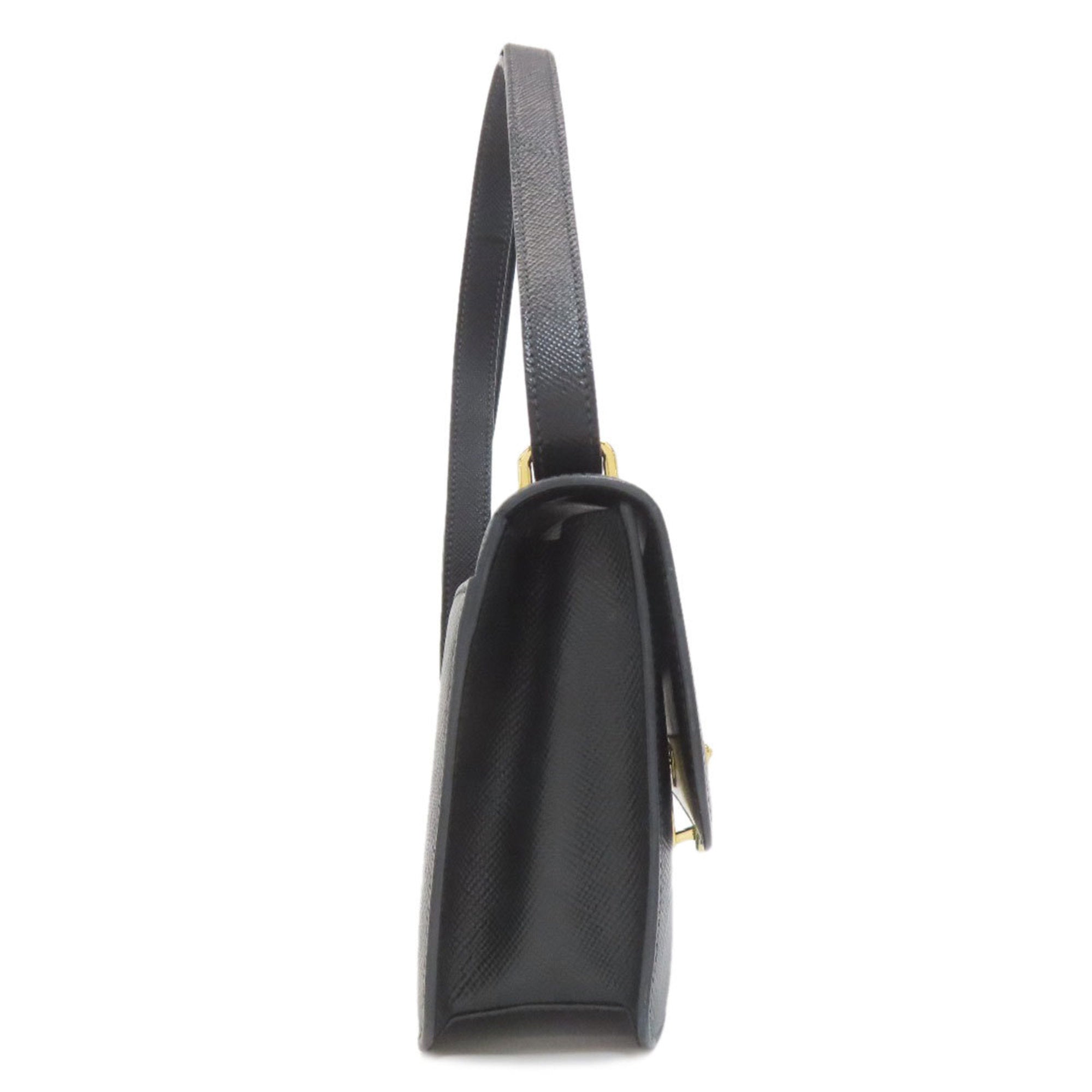 Prada Saffiano Black Saffiano Shoulder Bag (Pre-Owned)