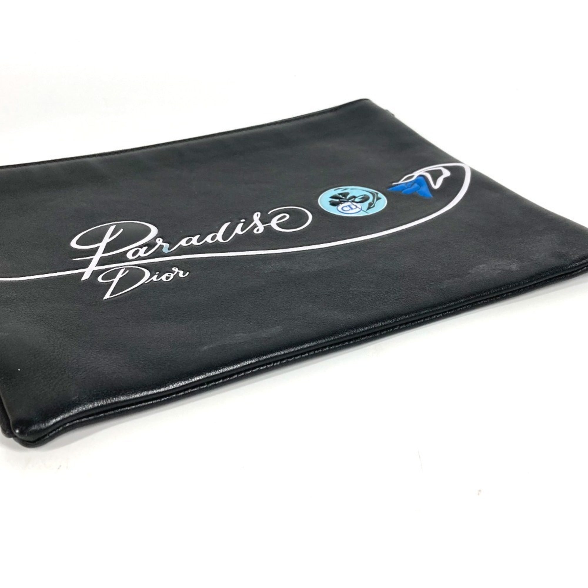 Christian Dior Black Leather Clutch Bag Pouch (Pre-Owned)