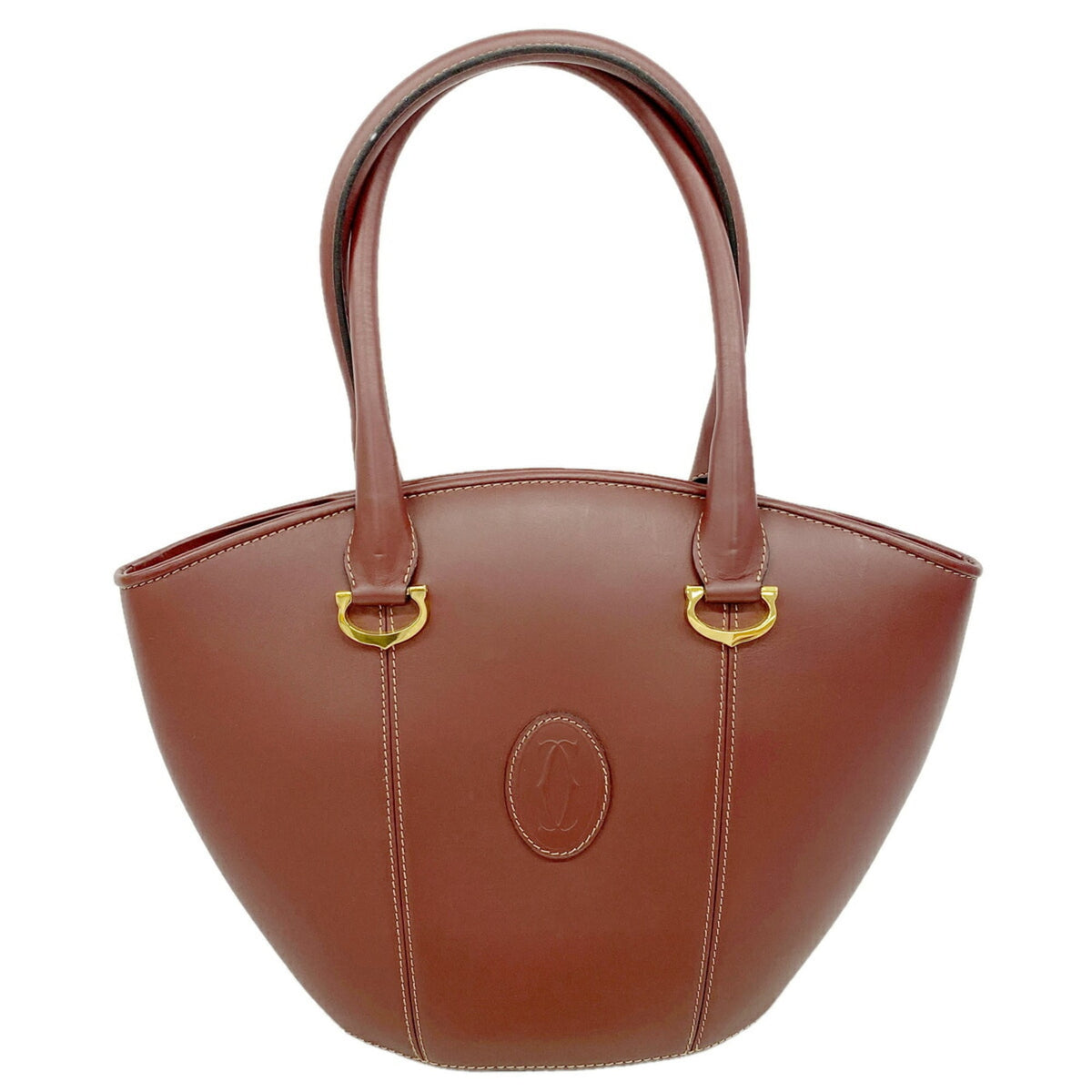 Cartier Bordeaux Leather Handbag (Pre-Owned)