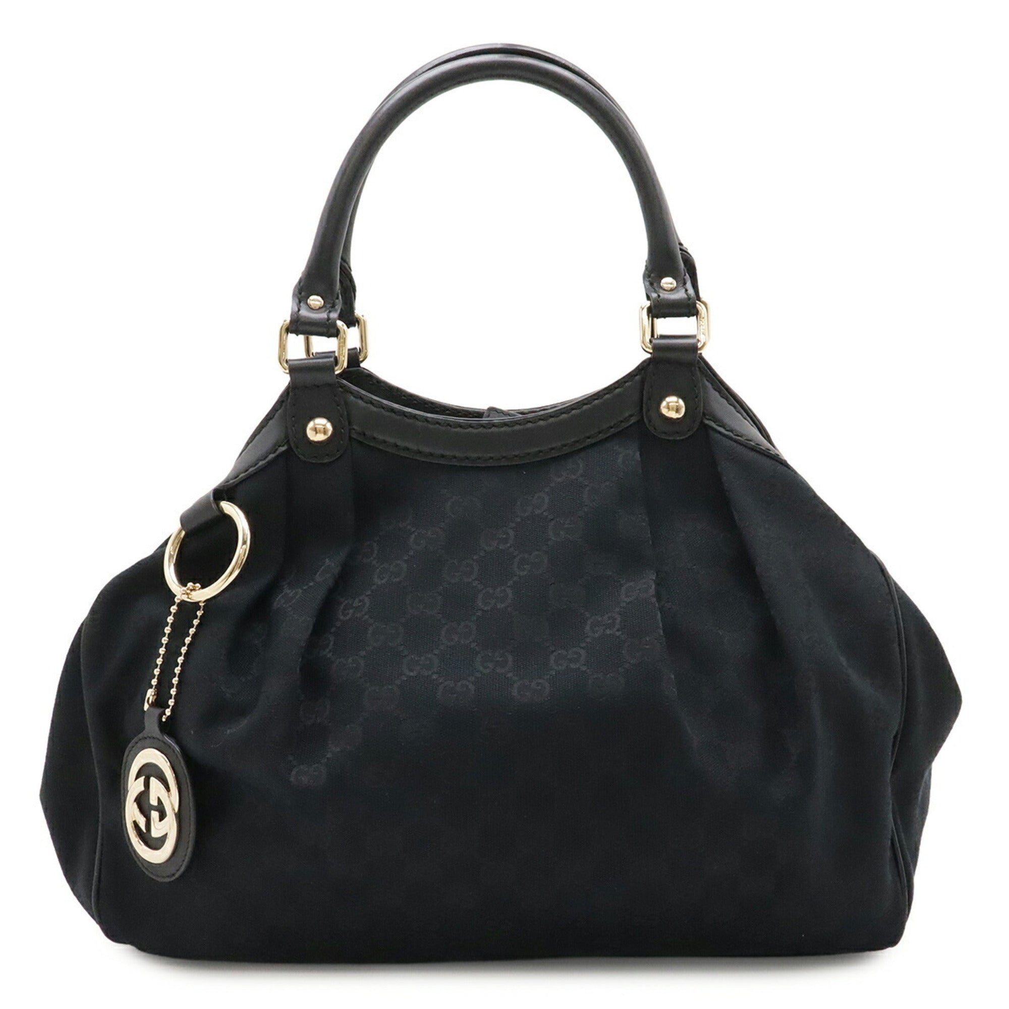 Gucci Black Canvas Leather Handbag Tote Bag (Pre-Owned)