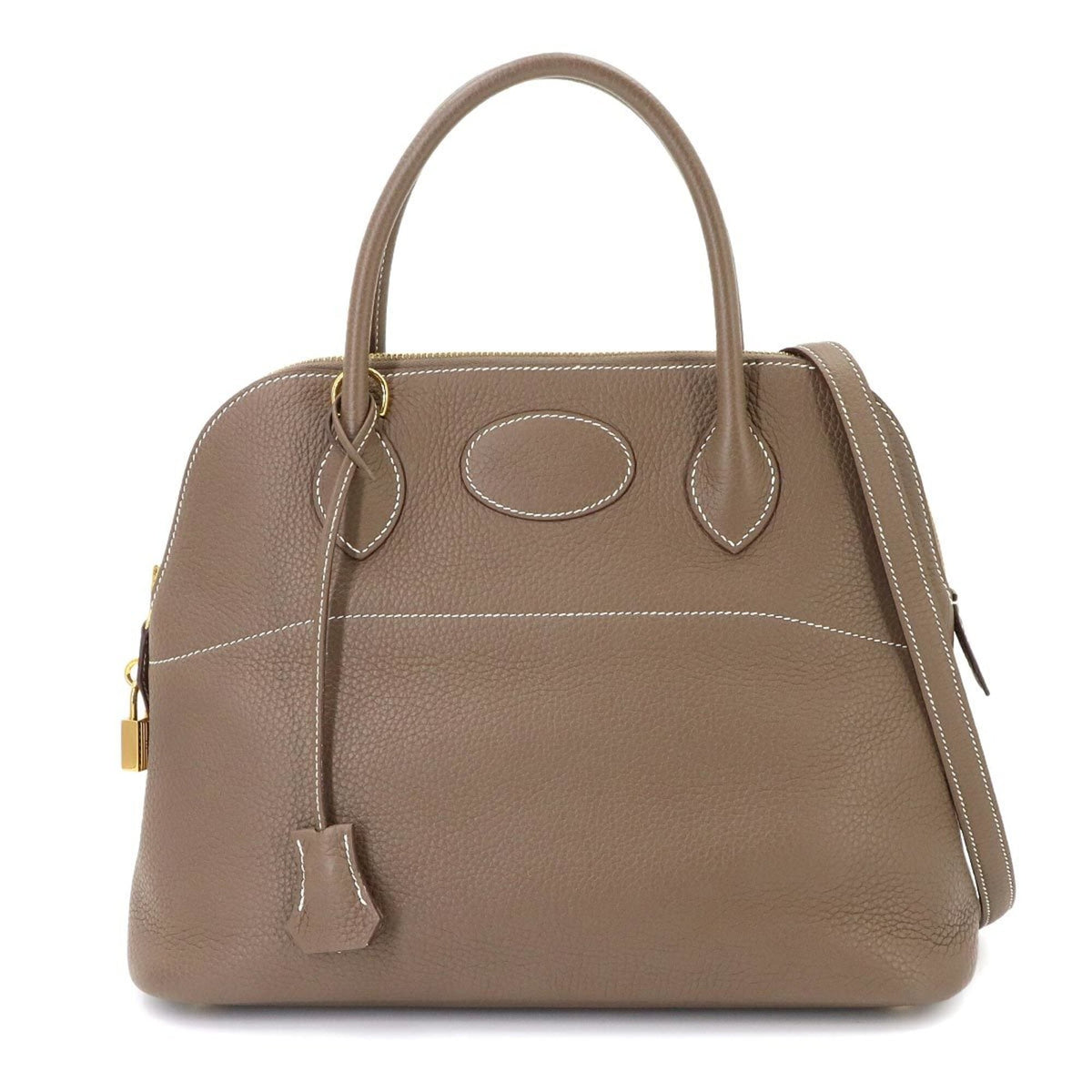 Hermes Etoupe Gray Taurillon Clemence Leather Handbag (Pre-Owned)