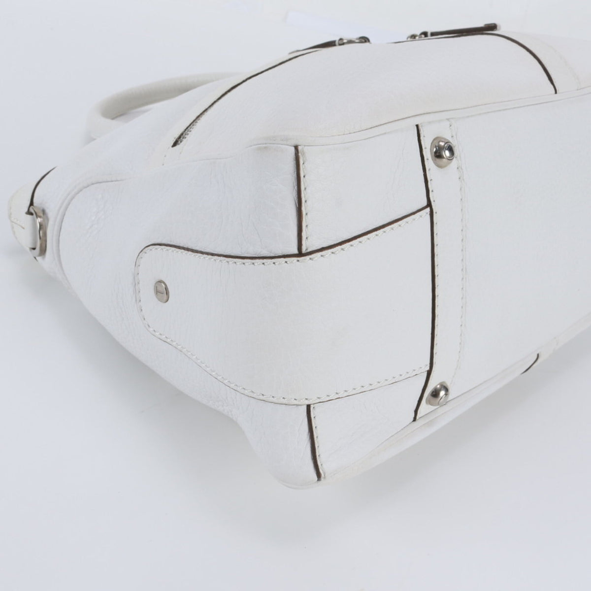 Tod's White Leather Handbag Shoulder Bag Tote Bag (Pre-Owned)