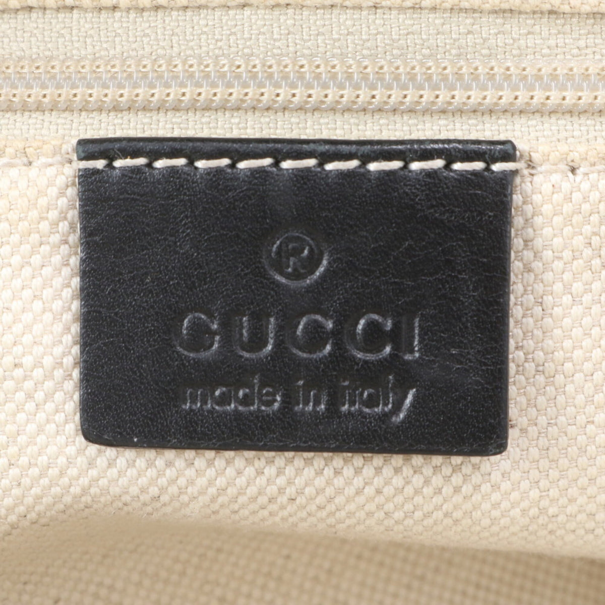 Gucci Beige Leather Canvas Handbag Shoulder Bag Tote Bag (Pre-Owned)
