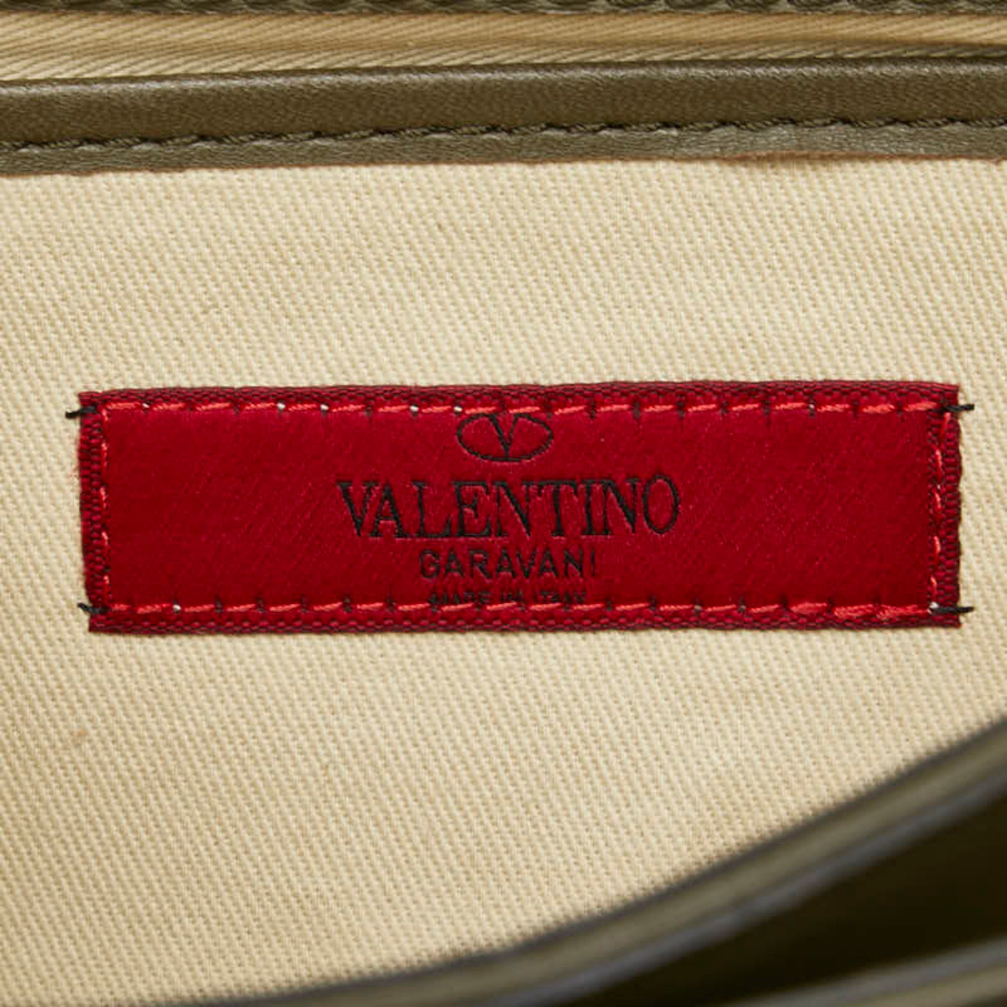 Valentino Garavani Green Khaki Leather Clutch Bag Shoulder Bag (Pre-Owned)