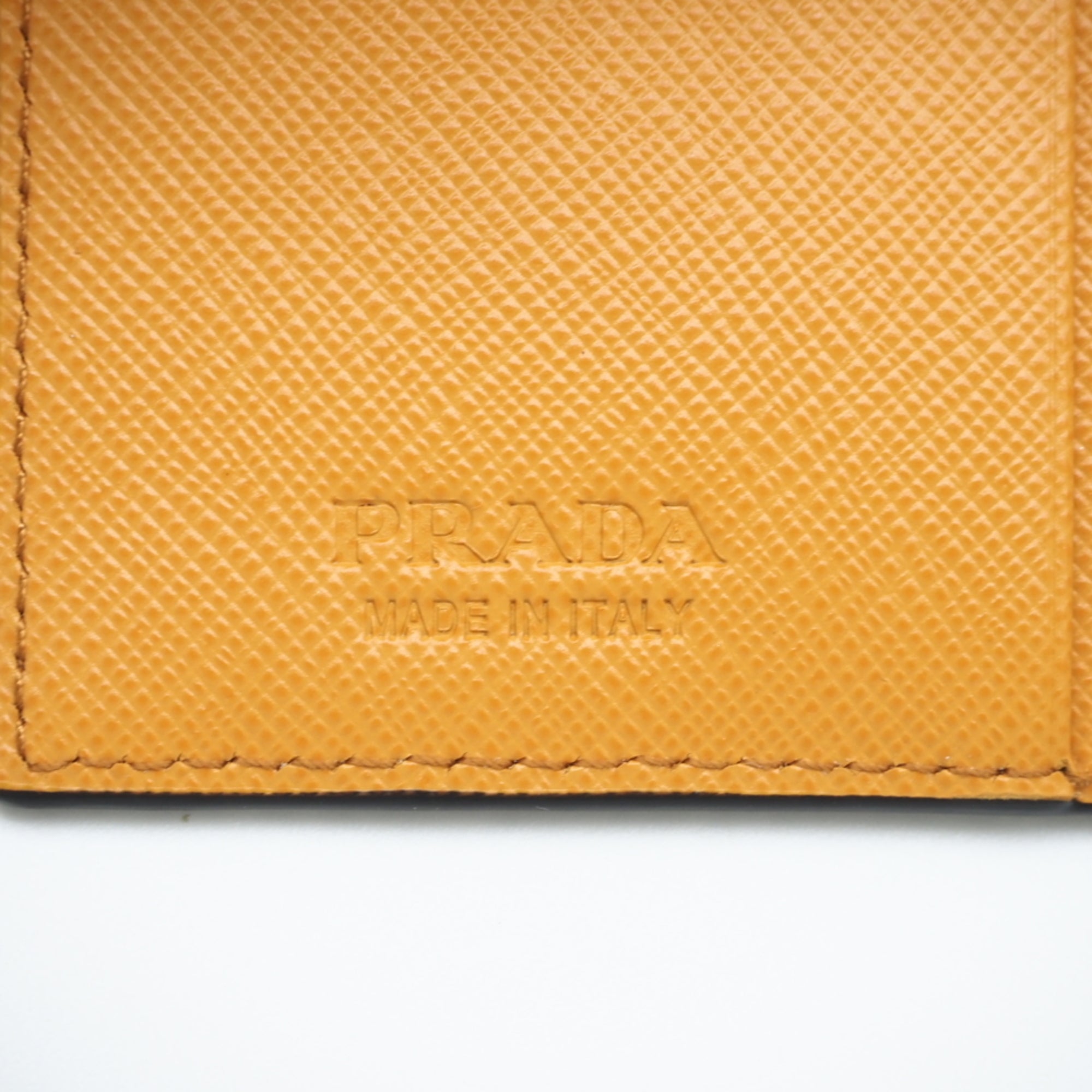 Prada Orange Saffiano Triangle Wallet (Bi-Fold) (Pre-Owned)