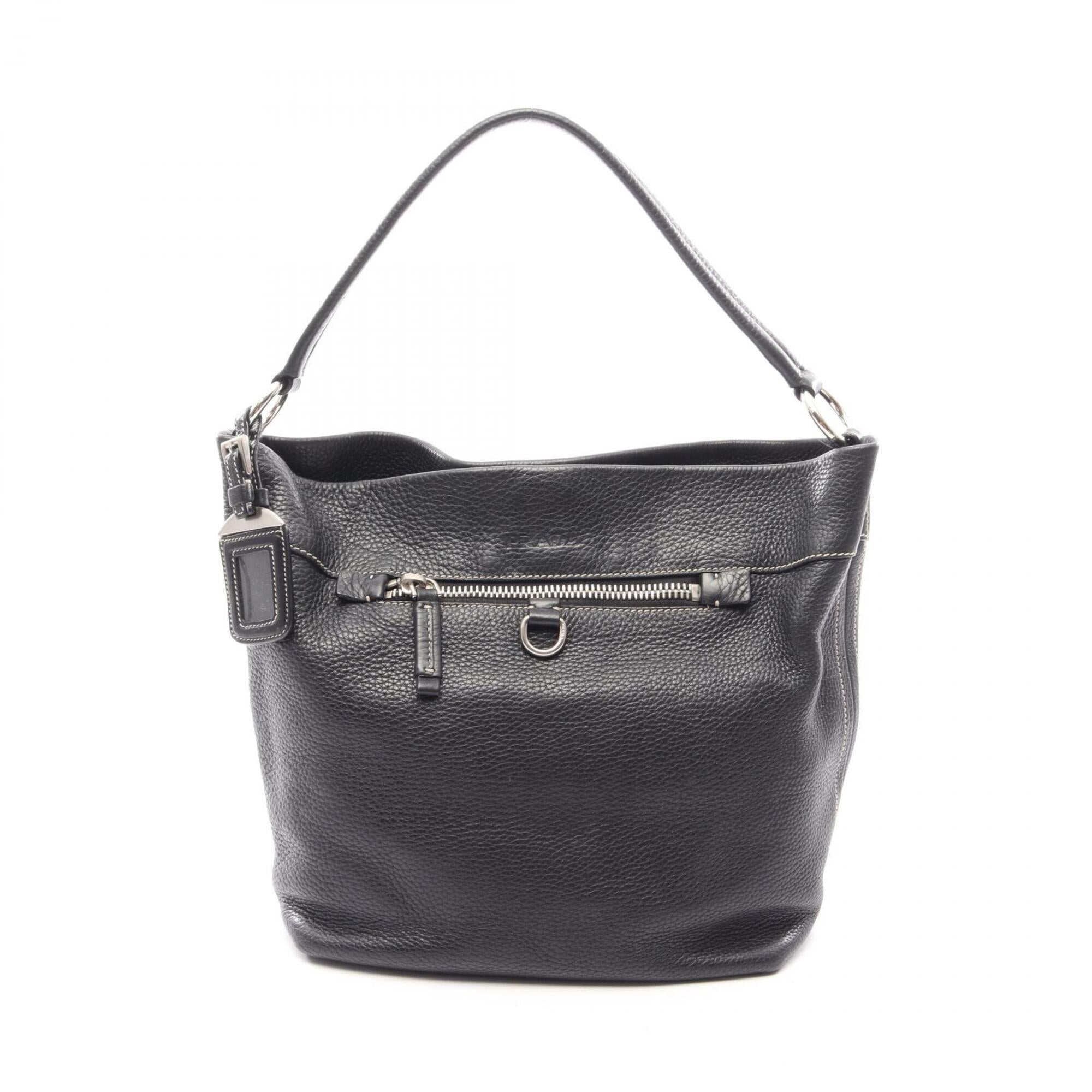 Prada Black Leather Handbag Shoulder Bag (Pre-Owned)