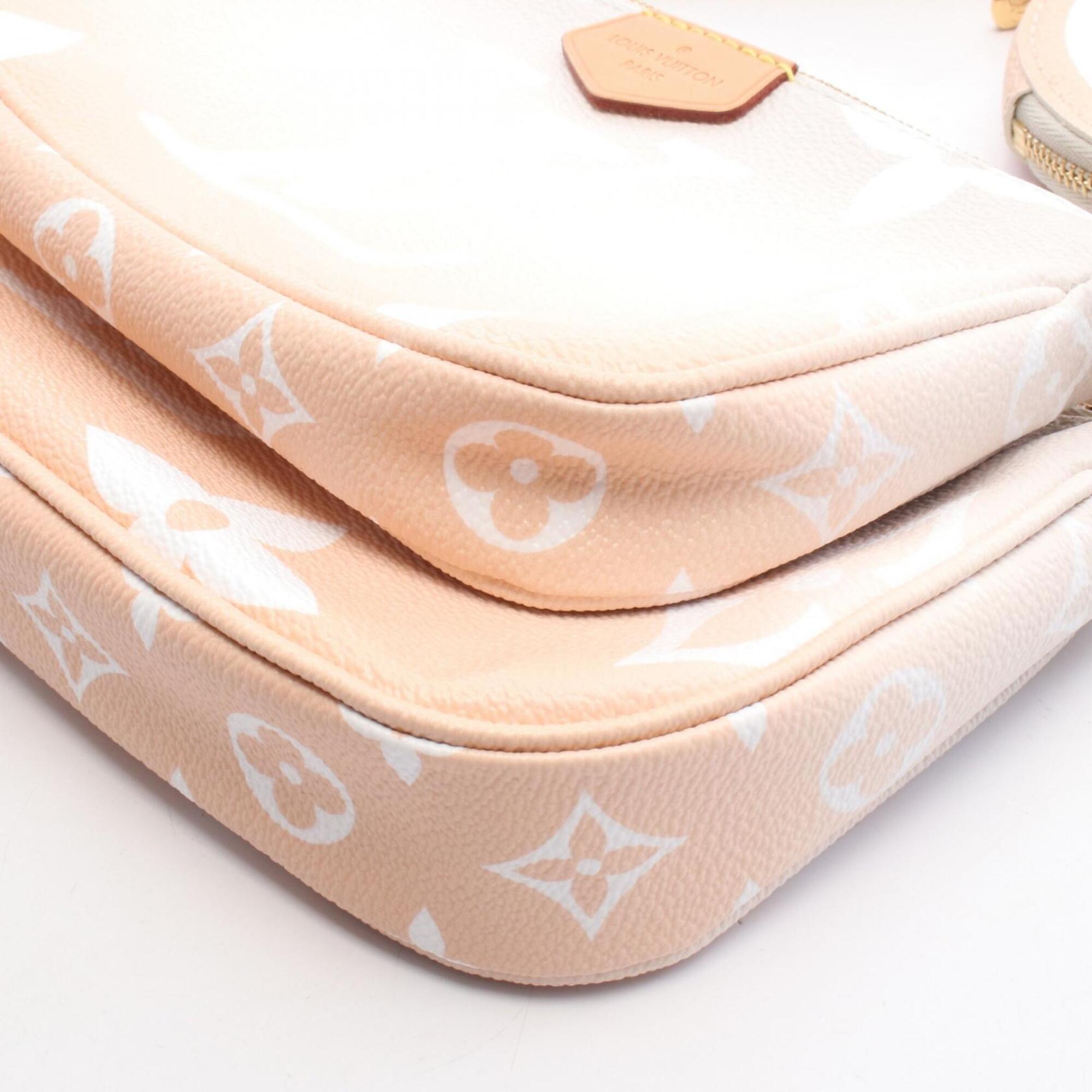 Louis Vuitton Beige Beige Pink Pink White Coated Canvas Pvc Leather Handbag Shoulder Bag (Pre-Owned)