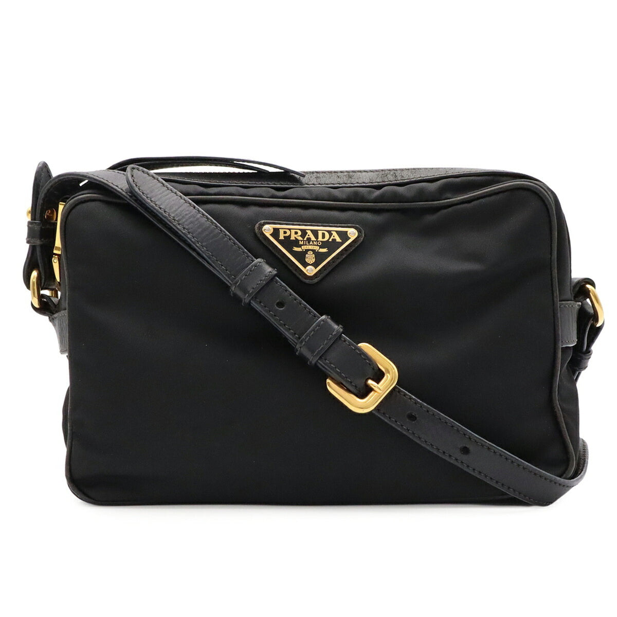Prada Black Nero Nylon Leather Pochette Shoulder Bag (Pre-Owned)