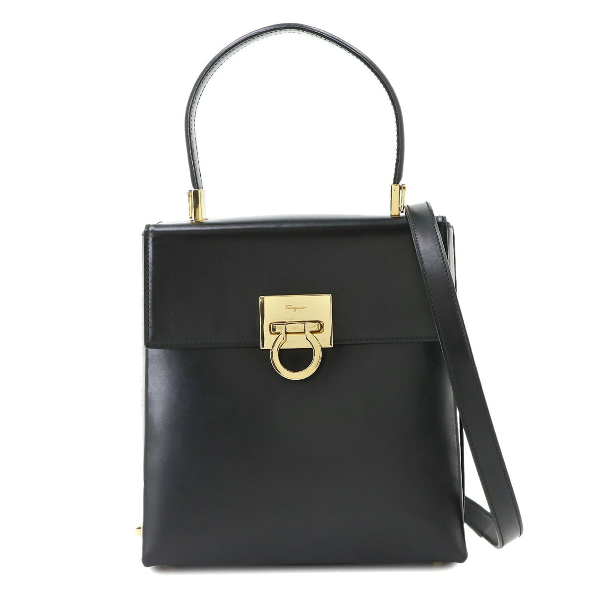Salvatore Ferragamo Black Leather Handbag (Pre-Owned)