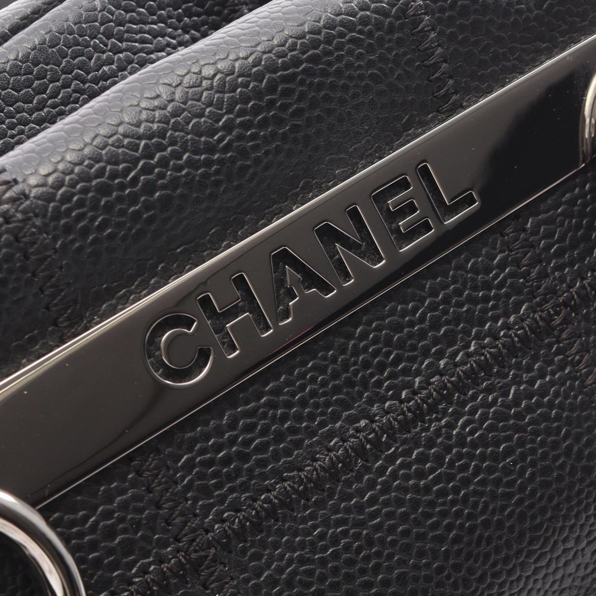 Chanel Black Grained Calfskin Handbag Tote Bag (Pre-Owned)