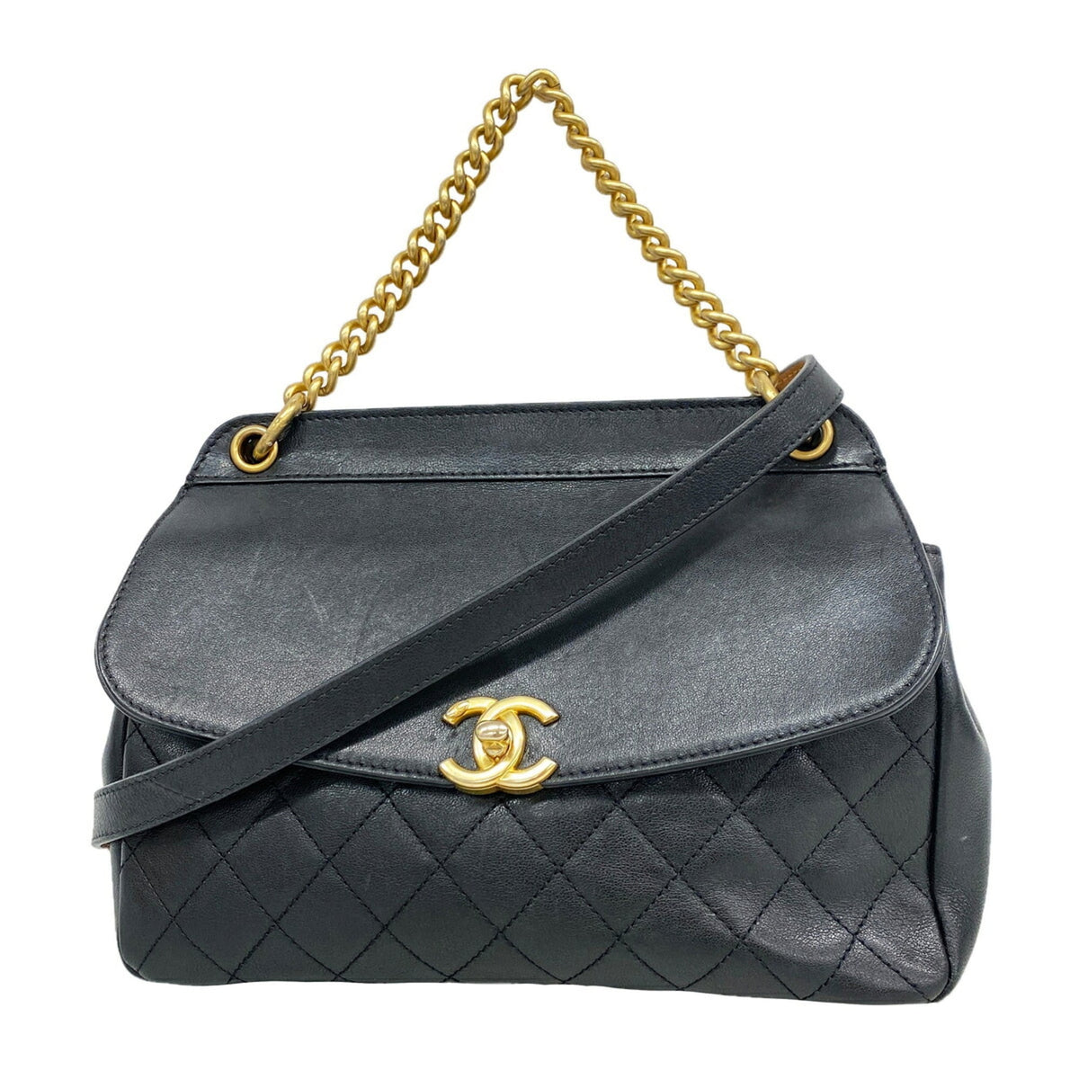 Chanel Black Leather Handbag (Pre-Owned)