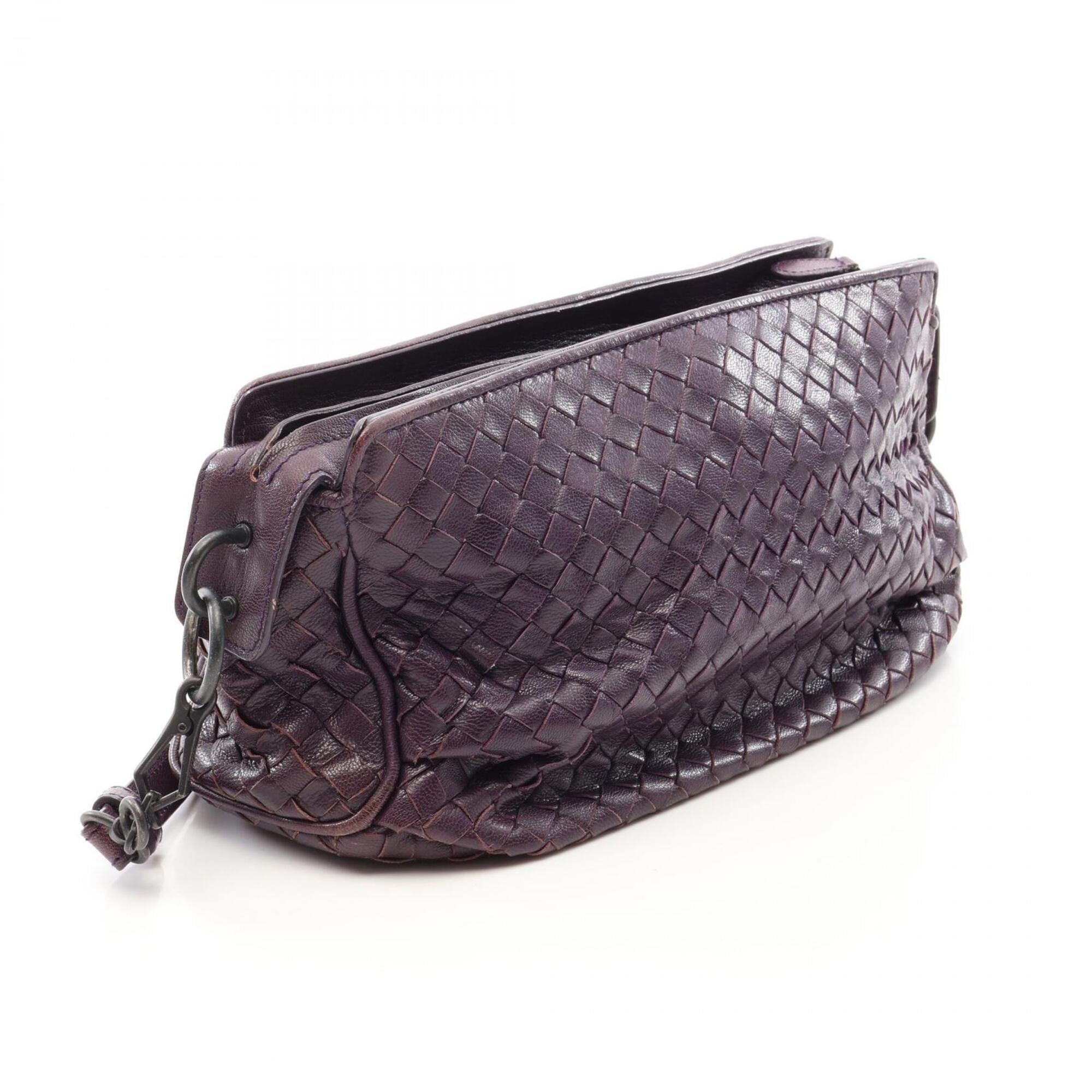 Bottega Veneta Intrecciato Purple Leather Handbag Shoulder Bag (Pre-Owned)