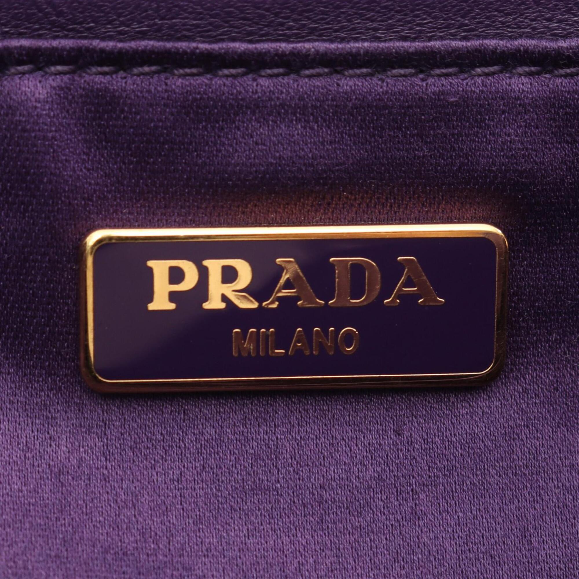 Prada Navy Red Color White Nylon Handbag Shoulder Bag (Pre-Owned)