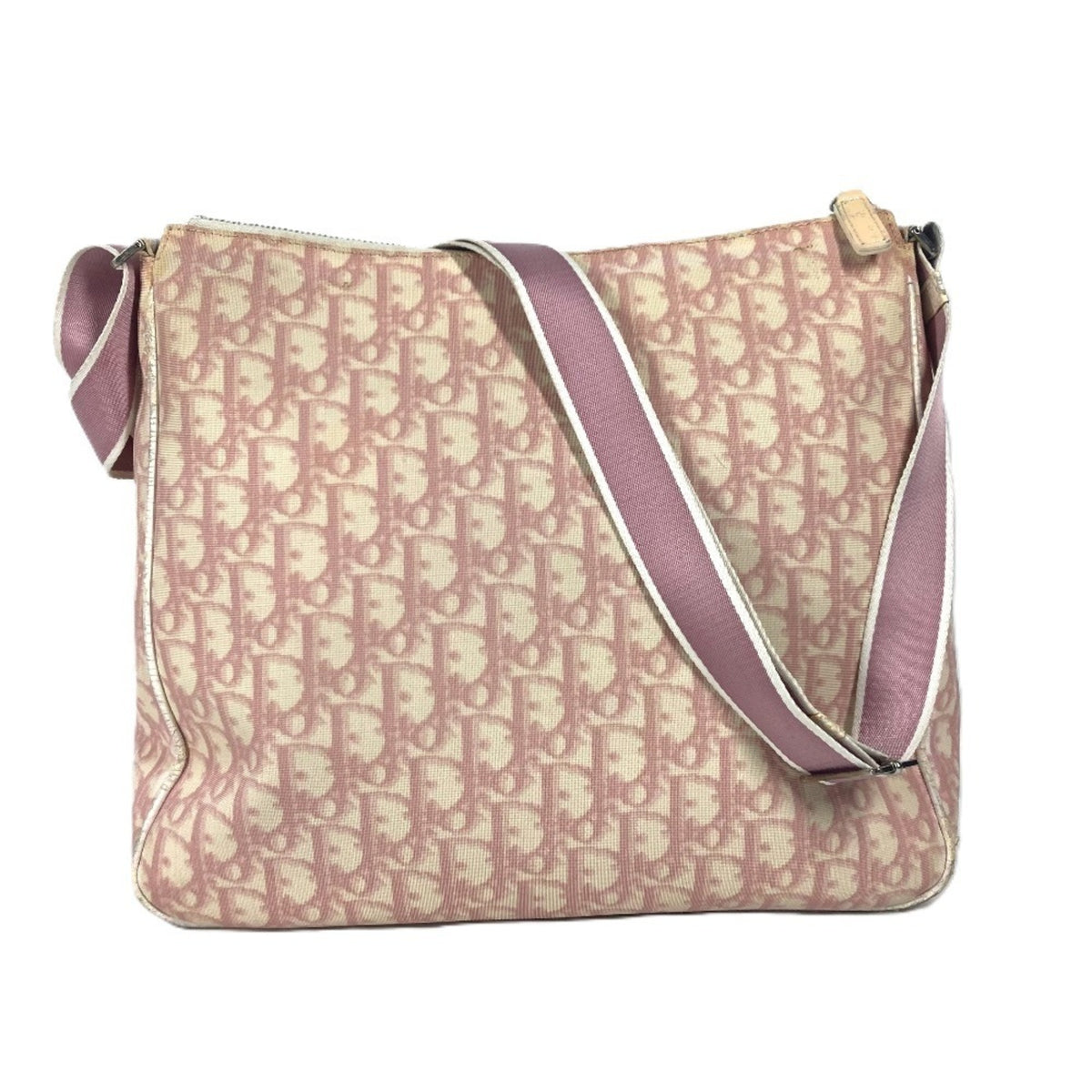 Christian Dior Trotter Pink White Pvc Leather Shoulder Bag (Pre-Owned)