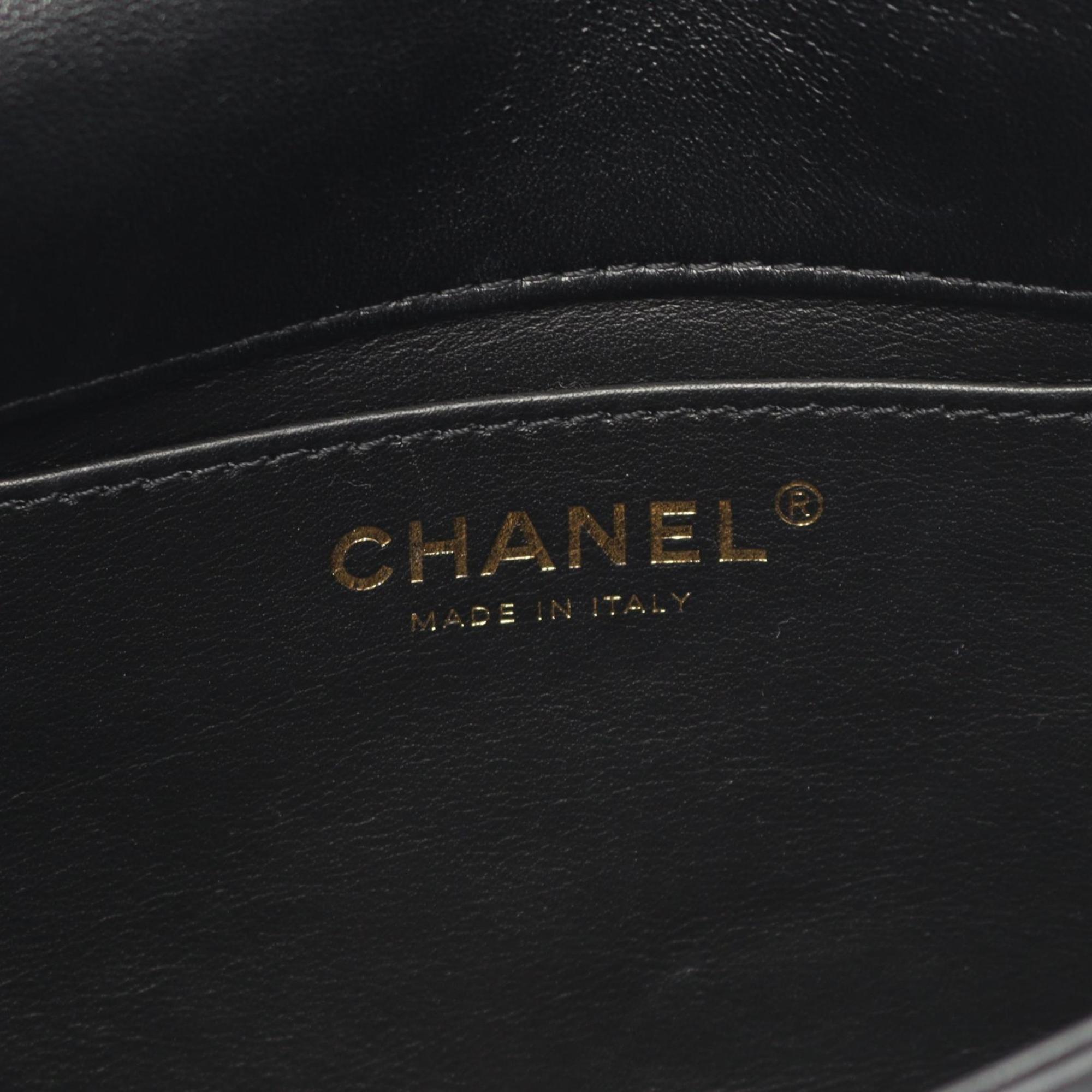Chanel Black Leather Handbag Shoulder Bag (Pre-Owned)