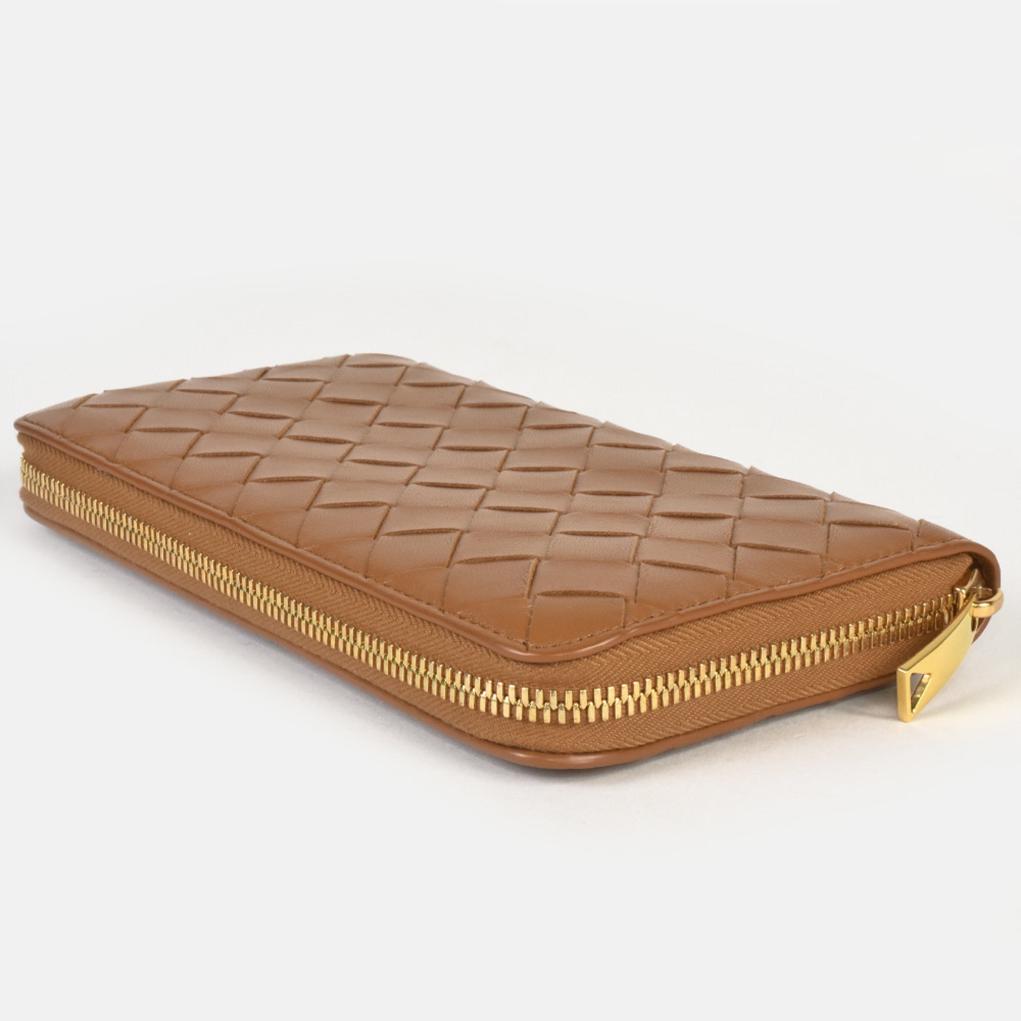 Bottega Veneta Intrecciato Brown Leather Long Wallet (Bi-Fold) (Pre-Owned)