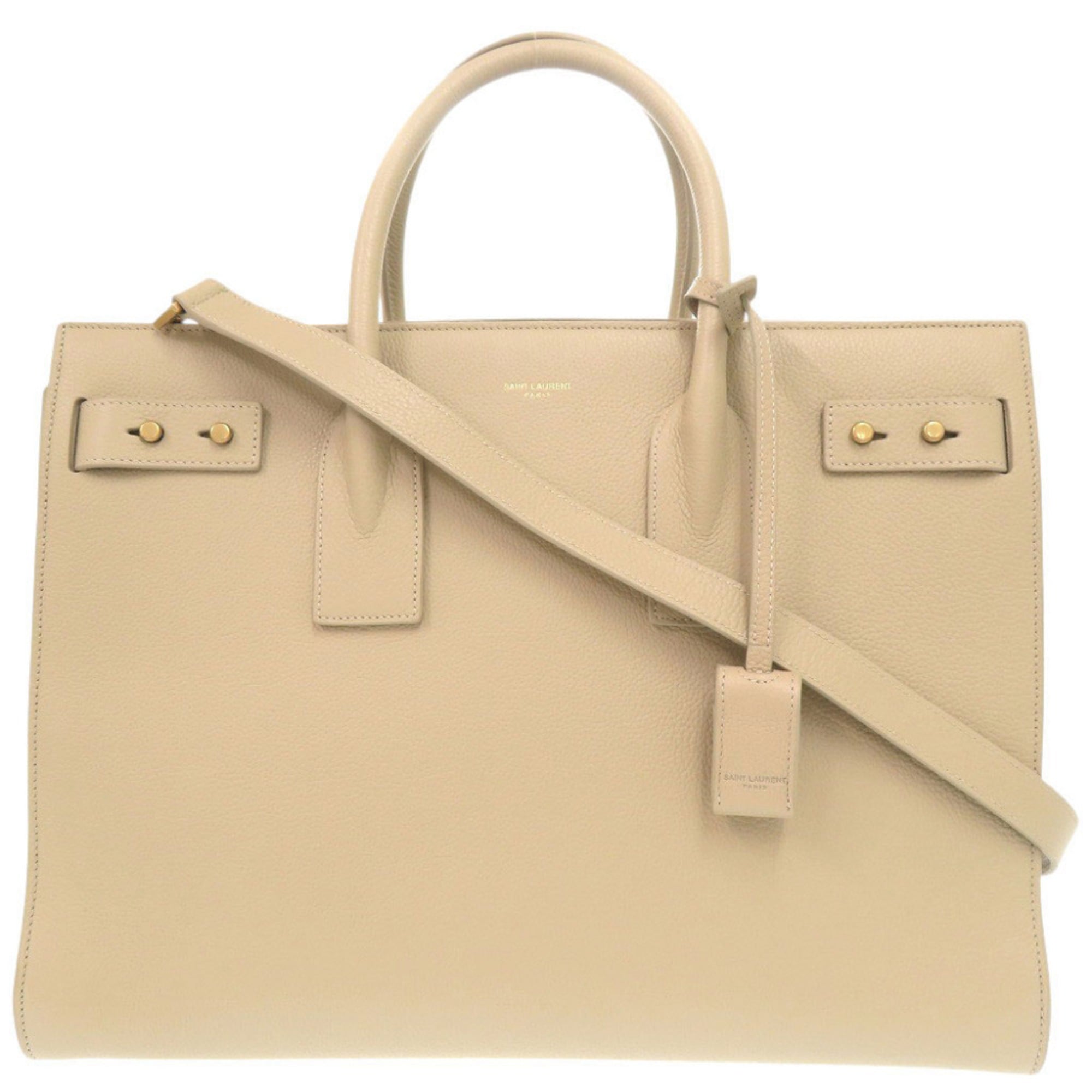 Yves Saint Laurent Beige Leather Handbag Shoulder Bag (Pre-Owned)