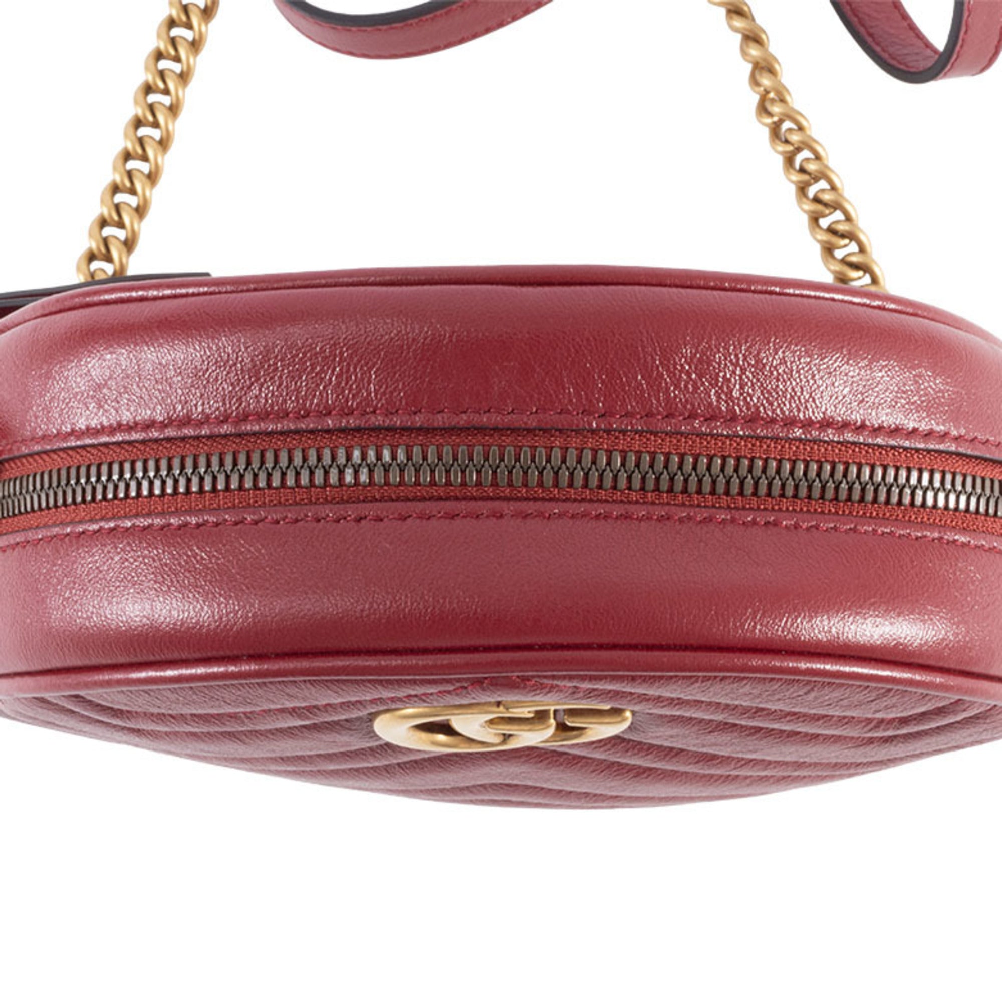 Gucci Red Color Leather Shoulder Bag (Pre-Owned)