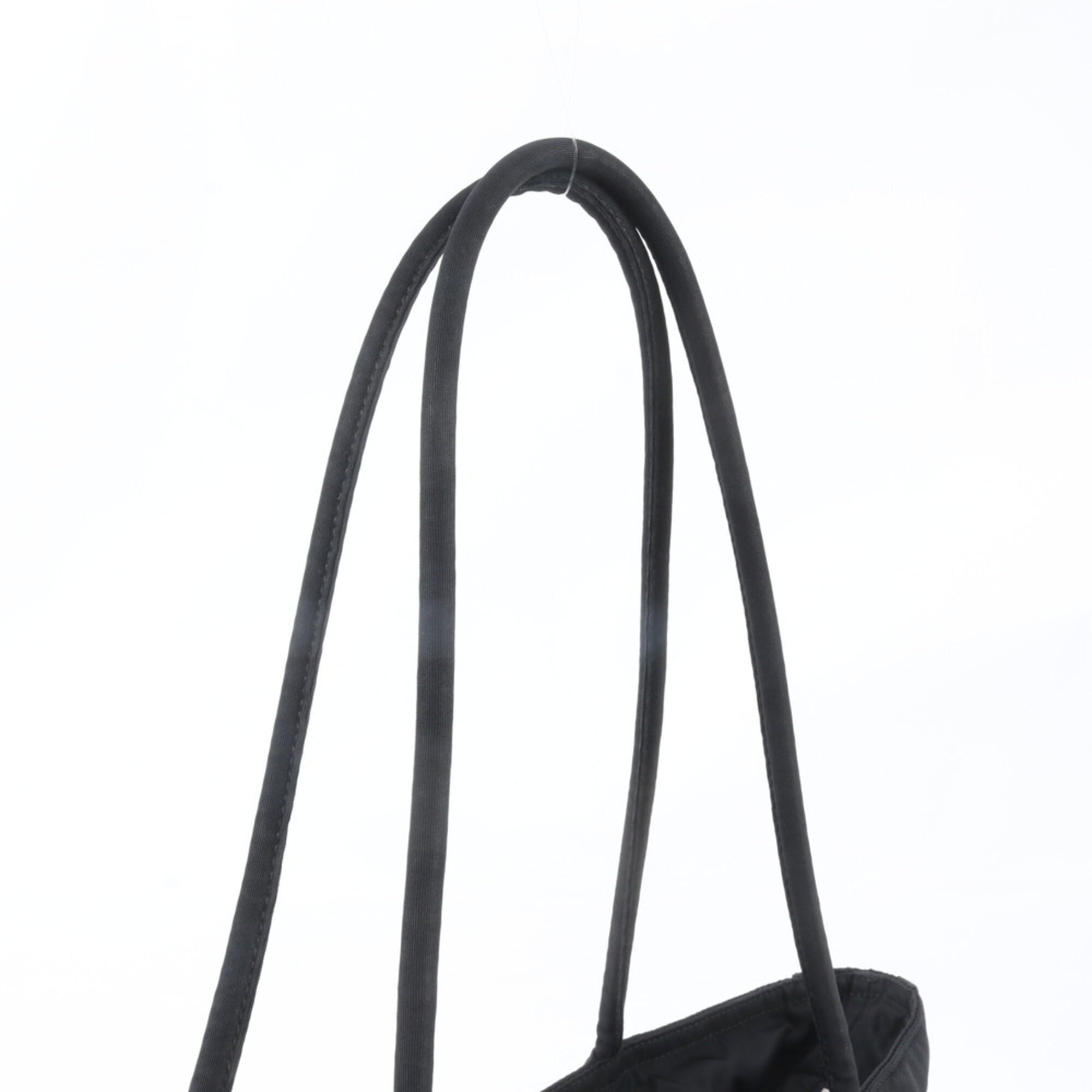 Prada Black Leather Nylon Shoulder Bag Tote Bag (Pre-Owned)