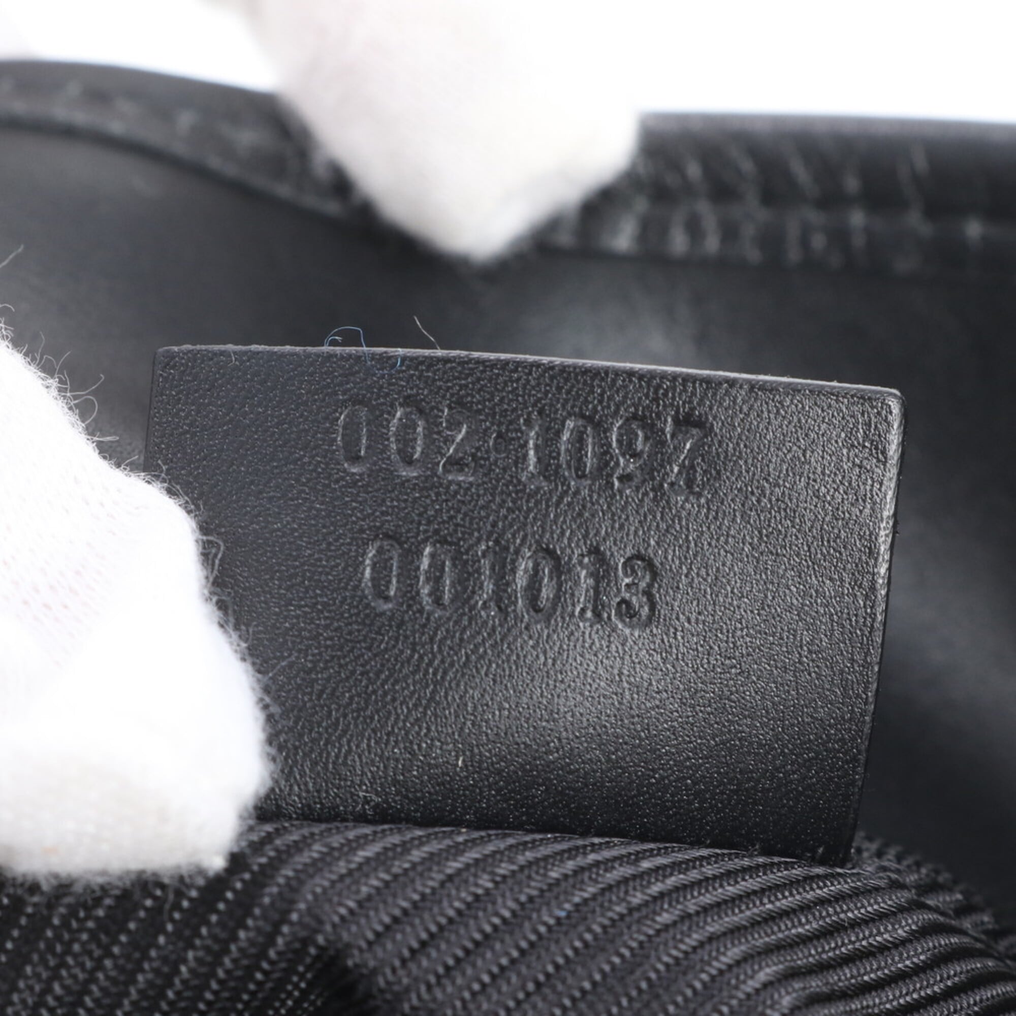 Gucci Black Navy Leather Canvas Handbag Shoulder Bag Tote Bag (Pre-Owned)