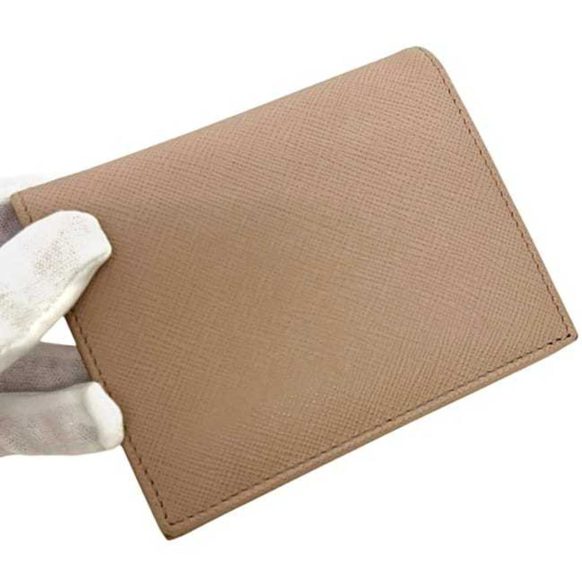 Prada Saffiano Beige Leather Wallet (Bi-Fold) (Pre-Owned)